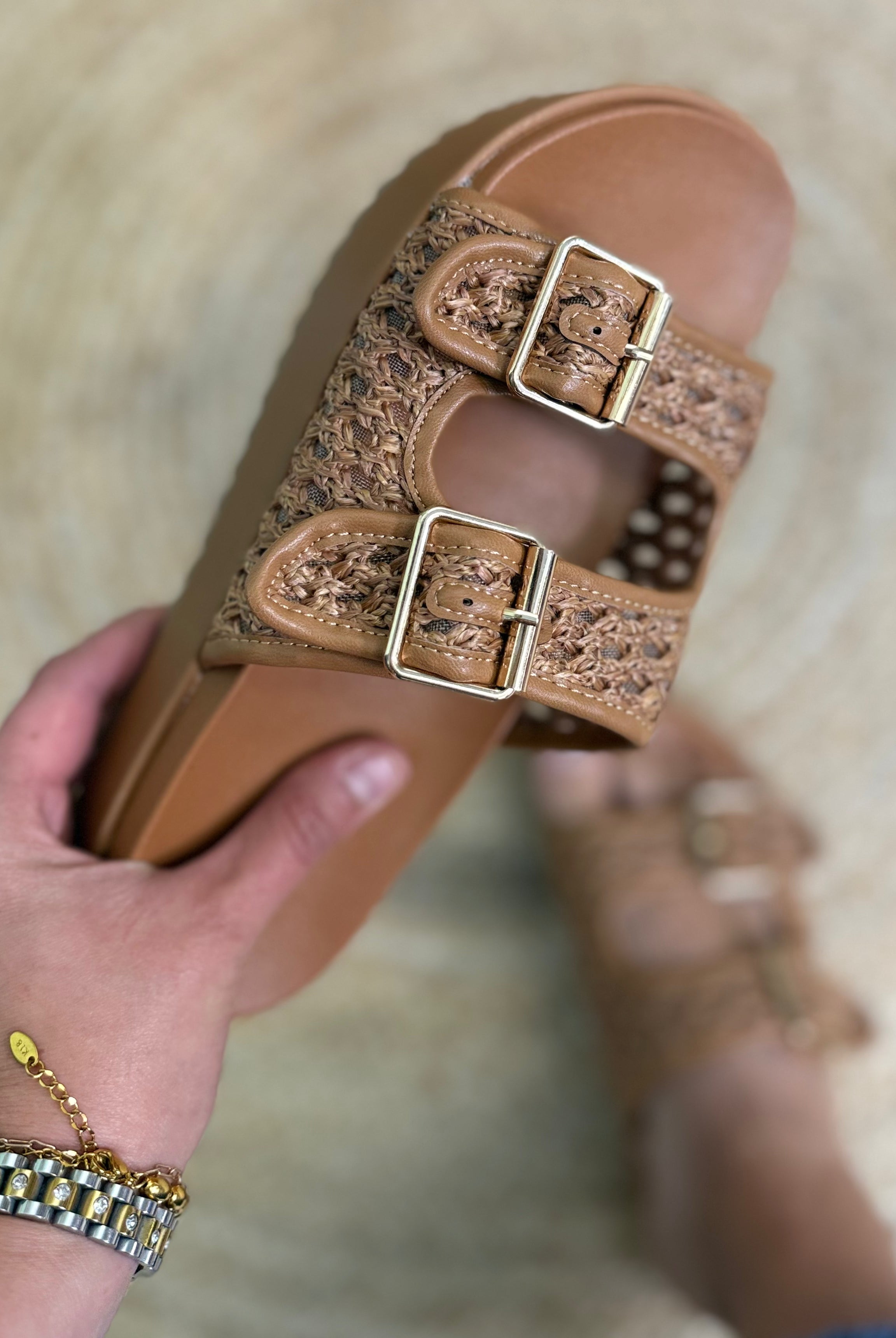 Elevate Woven Platform Sandals - Cognac-350 SHOES-JPO SHOES-Heathered Boho Boutique, Women's Fashion and Accessories in Palmetto, FL