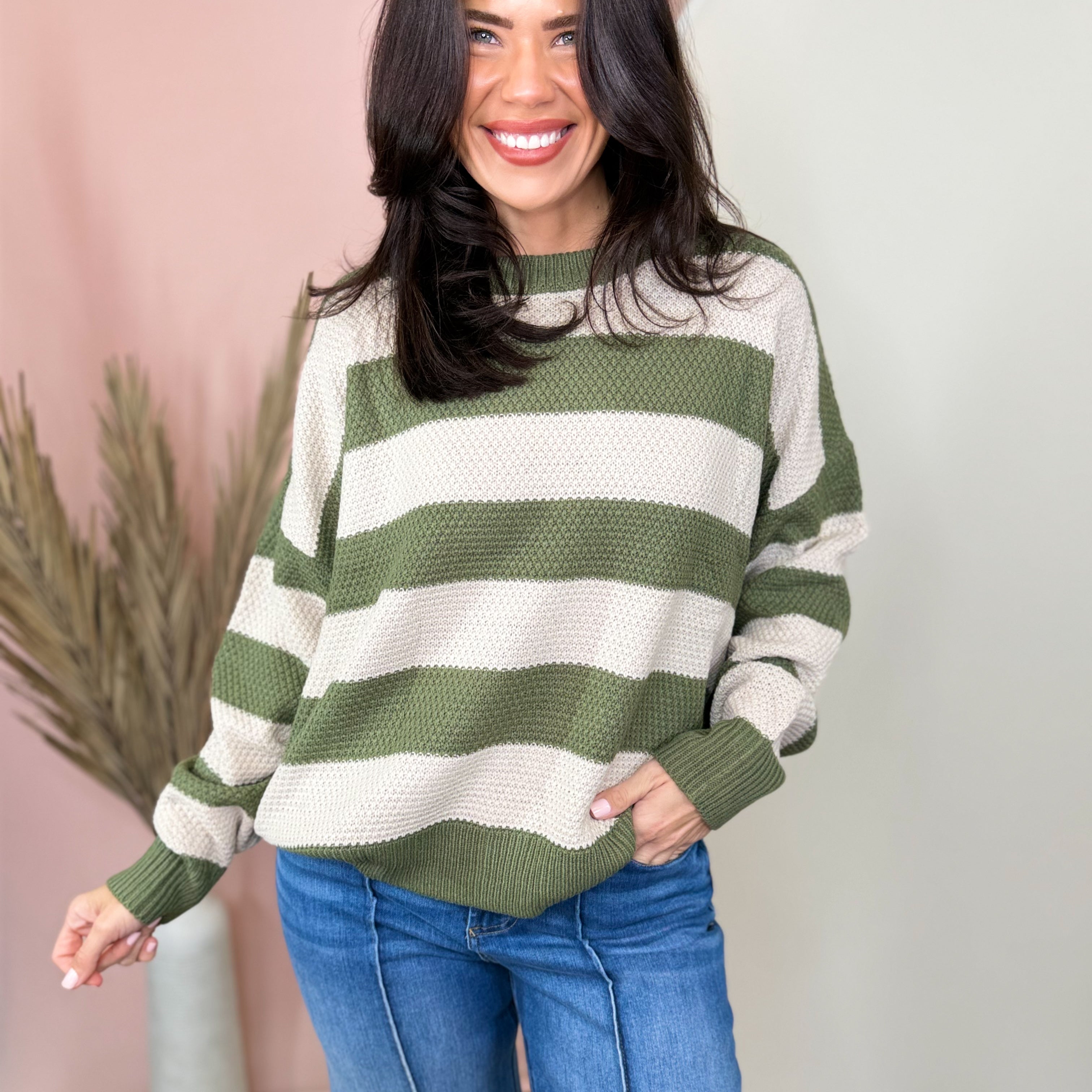 The Harbor Stripe Sweater-125 SWEATER-ZENANA-Heathered Boho Boutique, Women's Fashion and Accessories in Palmetto, FL