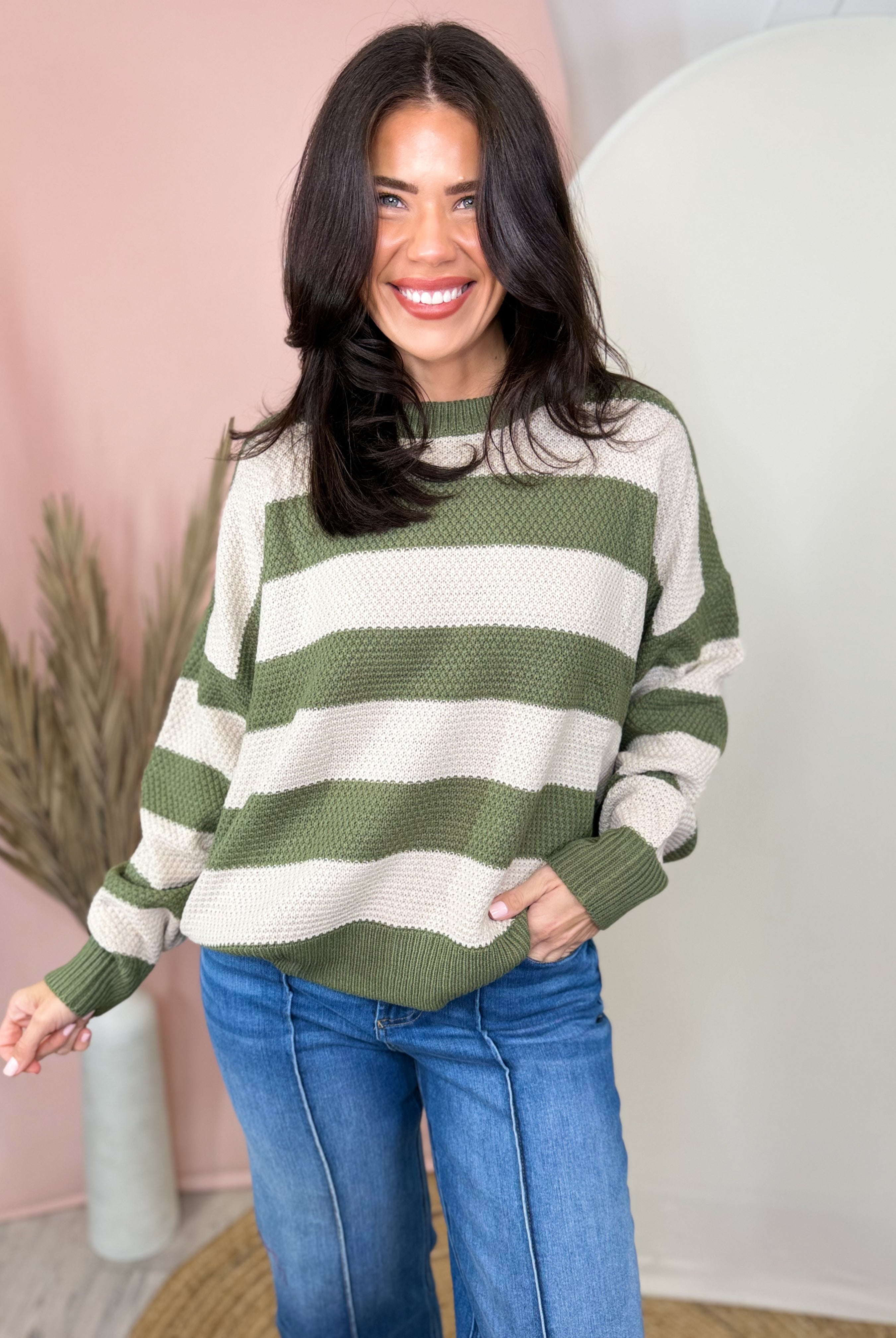 The Harbor Stripe Sweater-125 SWEATER-ZENANA-Heathered Boho Boutique, Women's Fashion and Accessories in Palmetto, FL