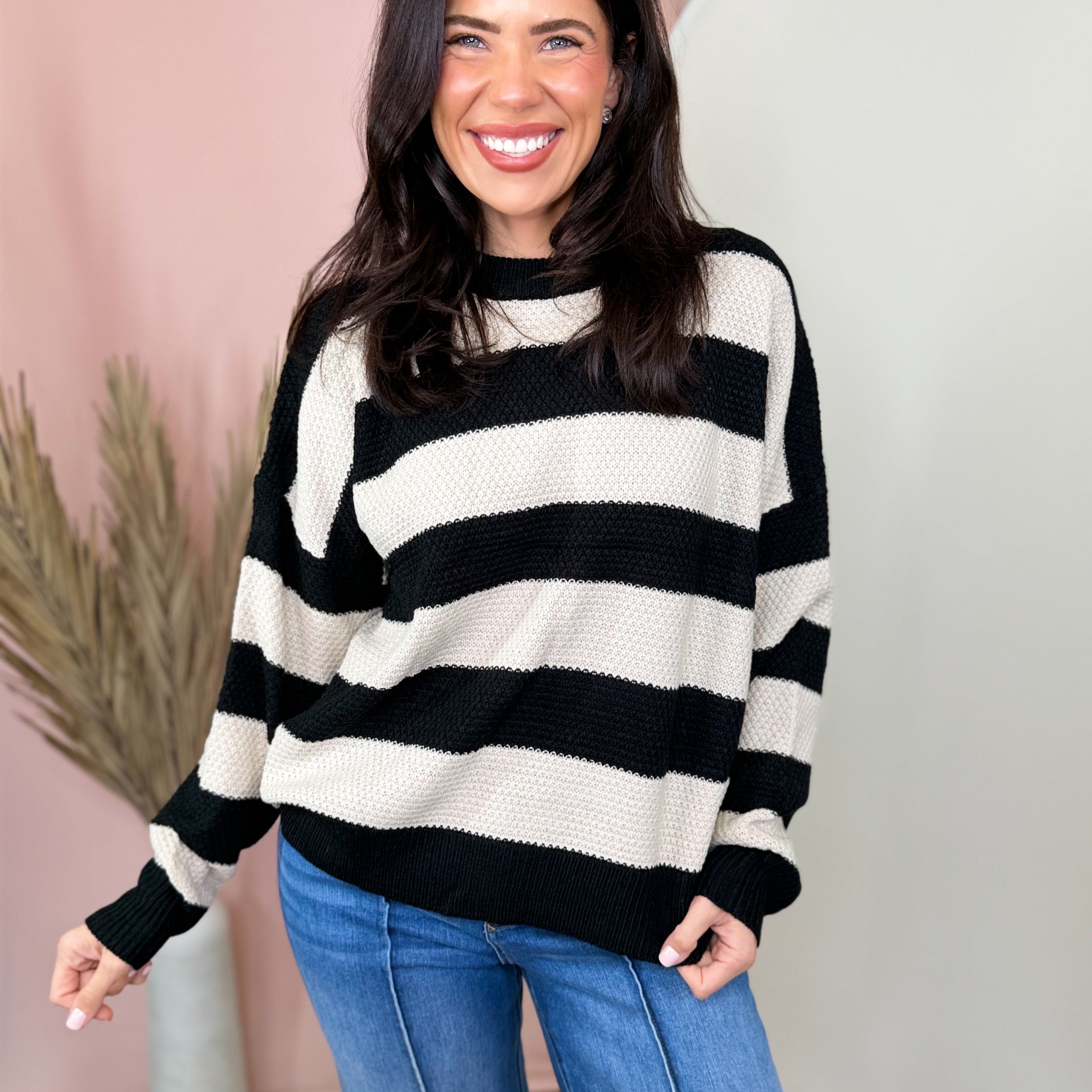 The Harbor Stripe Sweater-125 SWEATER-ZENANA-Heathered Boho Boutique, Women's Fashion and Accessories in Palmetto, FL