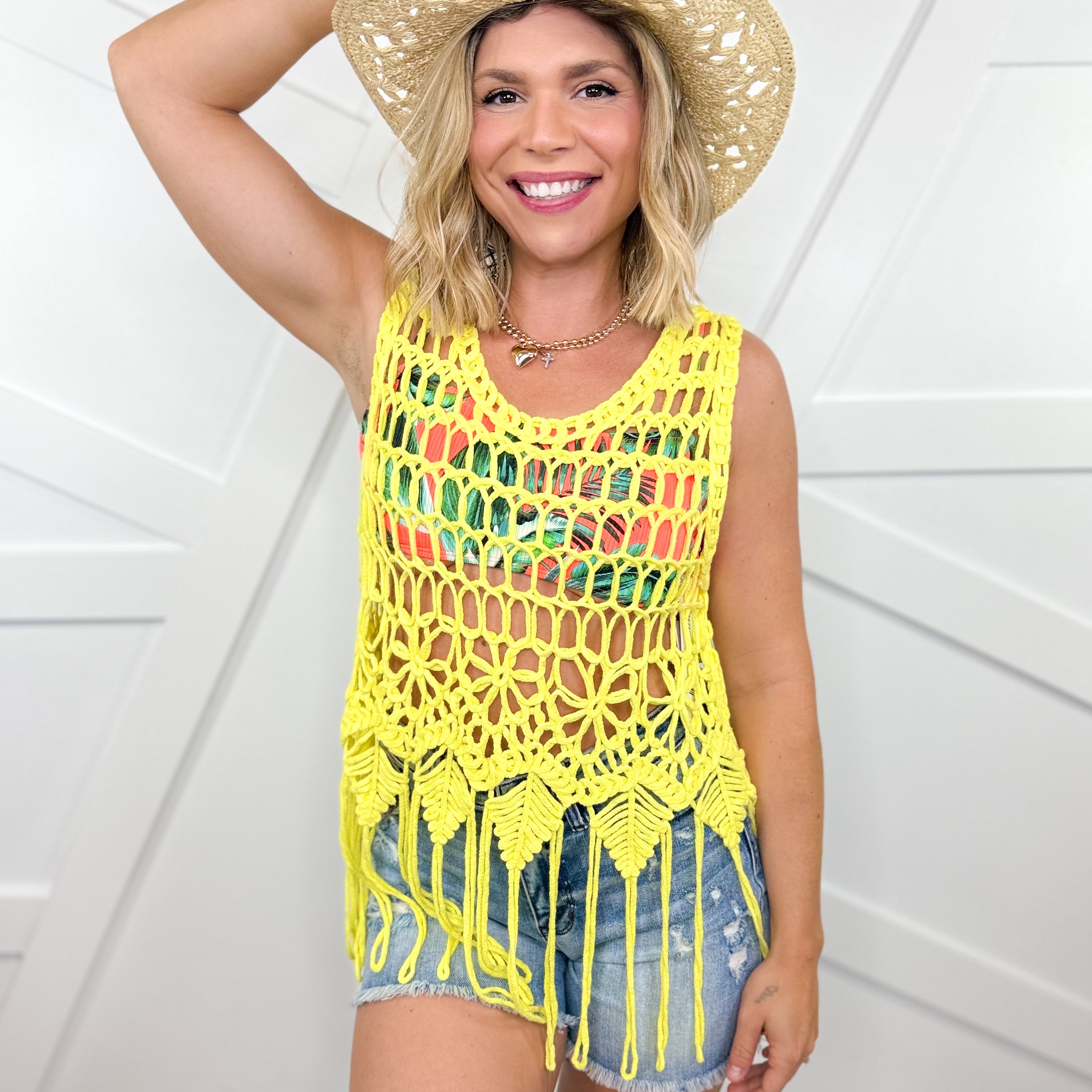 Macrame Crazy Top-100 TANK/CROP TOPS-Milk & Honey-Heathered Boho Boutique, Women's Fashion and Accessories in Palmetto, FL