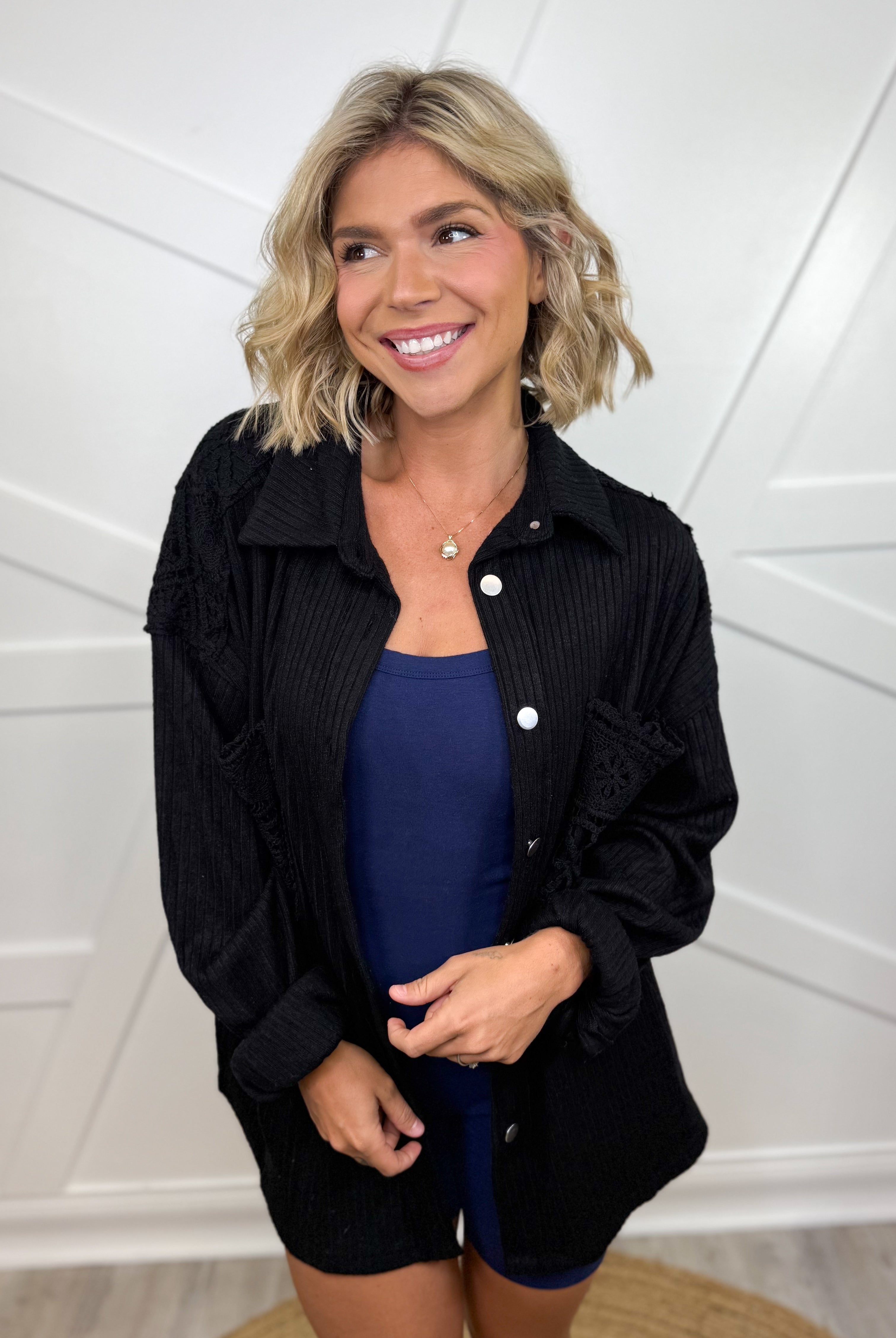 Manhattan Chic Shacket-200 Jackets/Shackets-Davi & Dani-Heathered Boho Boutique, Women's Fashion and Accessories in Palmetto, FL