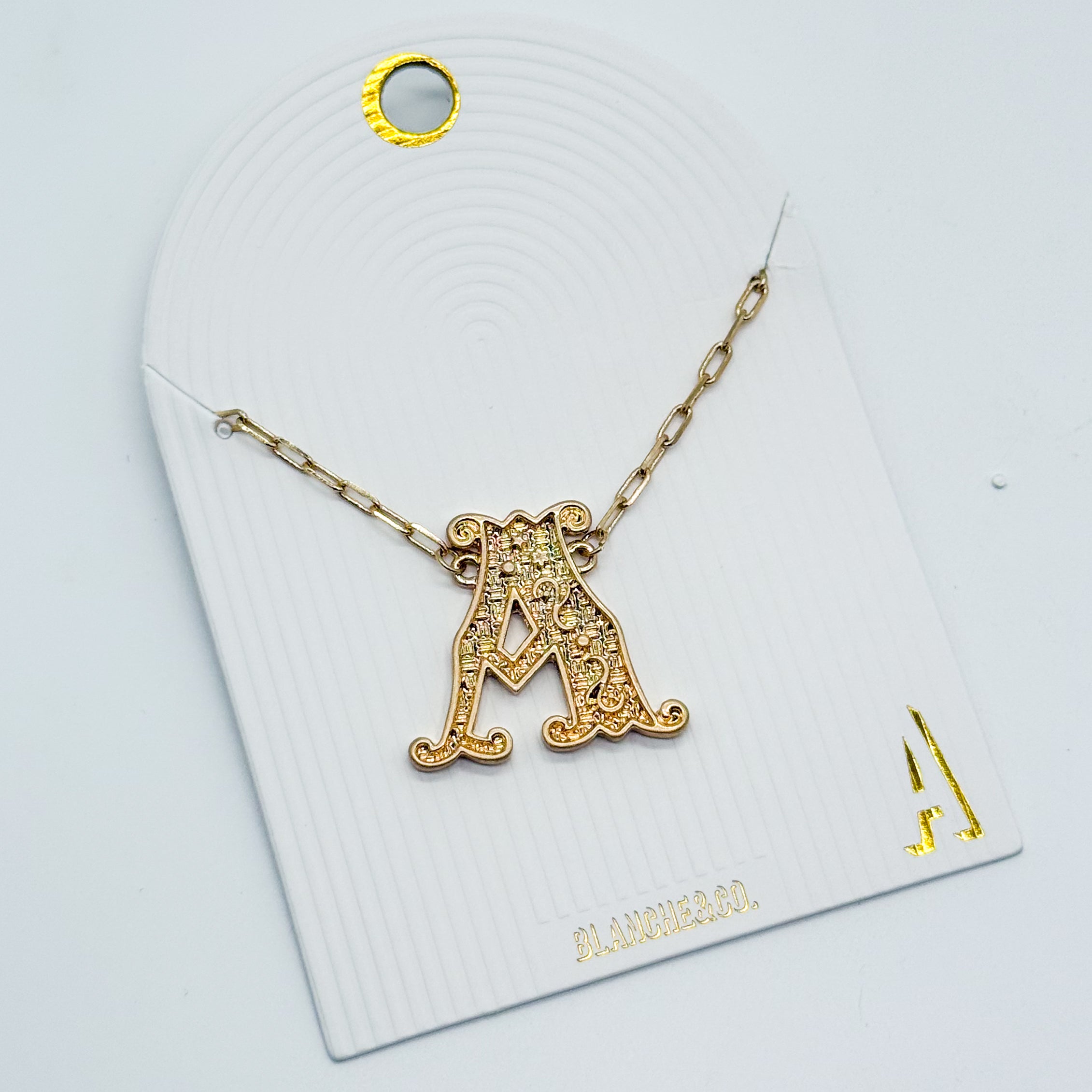 Western Font Initial Necklace-310 Jewelry-Blanche Design Co.-Heathered Boho Boutique, Women's Fashion and Accessories in Palmetto, FL