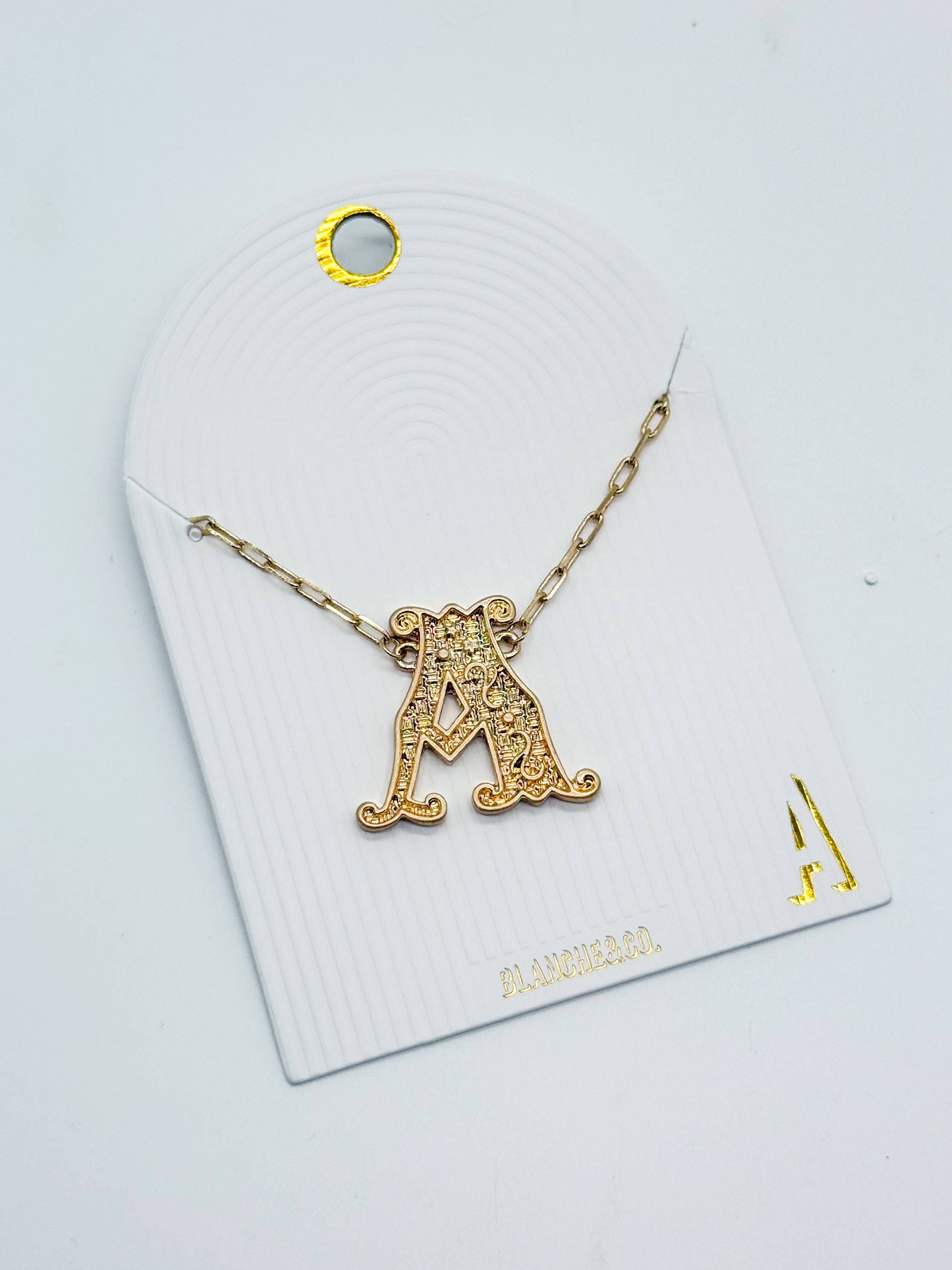 Western Font Initial Necklace-310 Jewelry-Blanche Design Co.-Heathered Boho Boutique, Women's Fashion and Accessories in Palmetto, FL