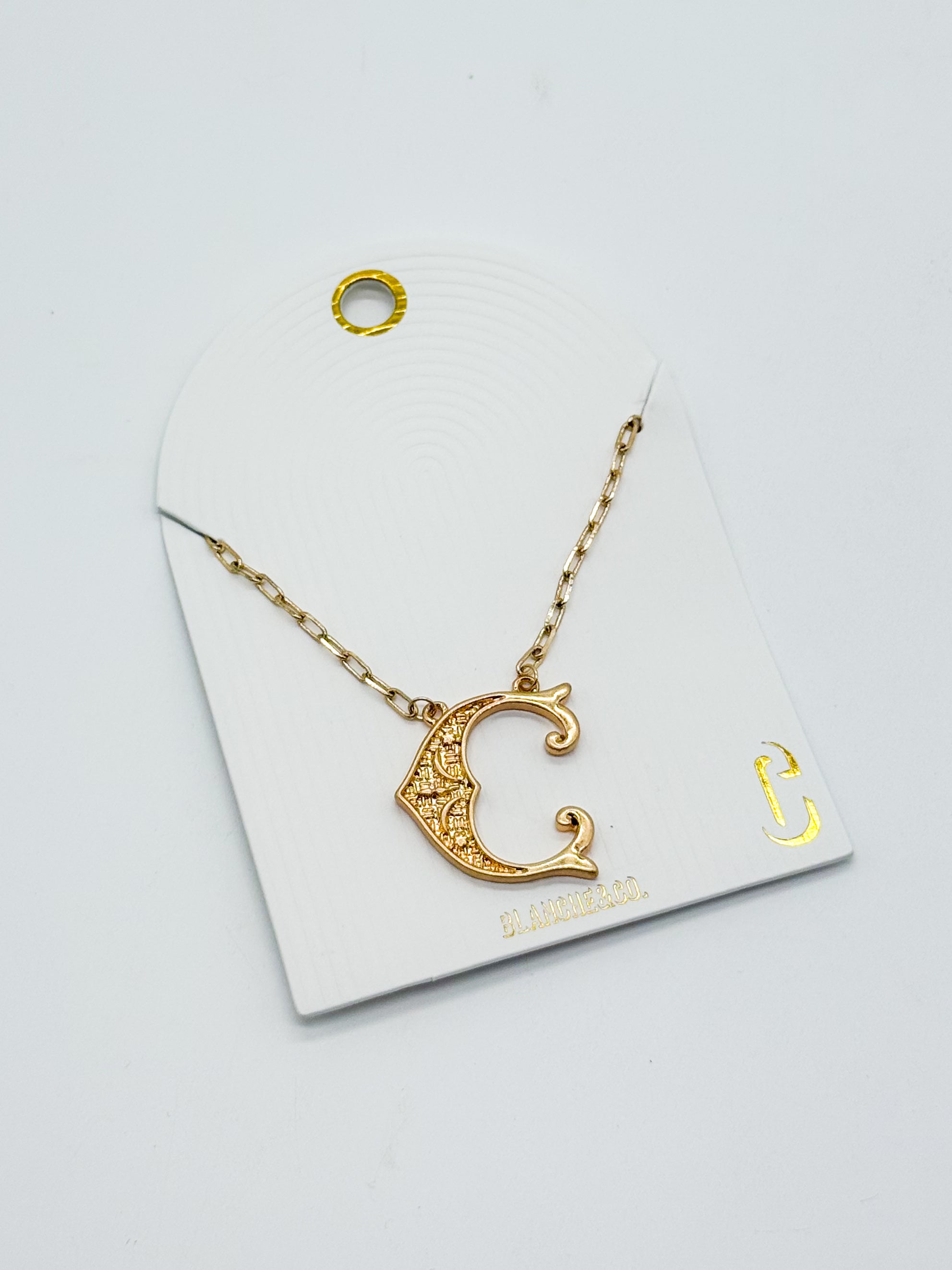 Western Font Initial Necklace-310 Jewelry-Blanche Design Co.-Heathered Boho Boutique, Women's Fashion and Accessories in Palmetto, FL