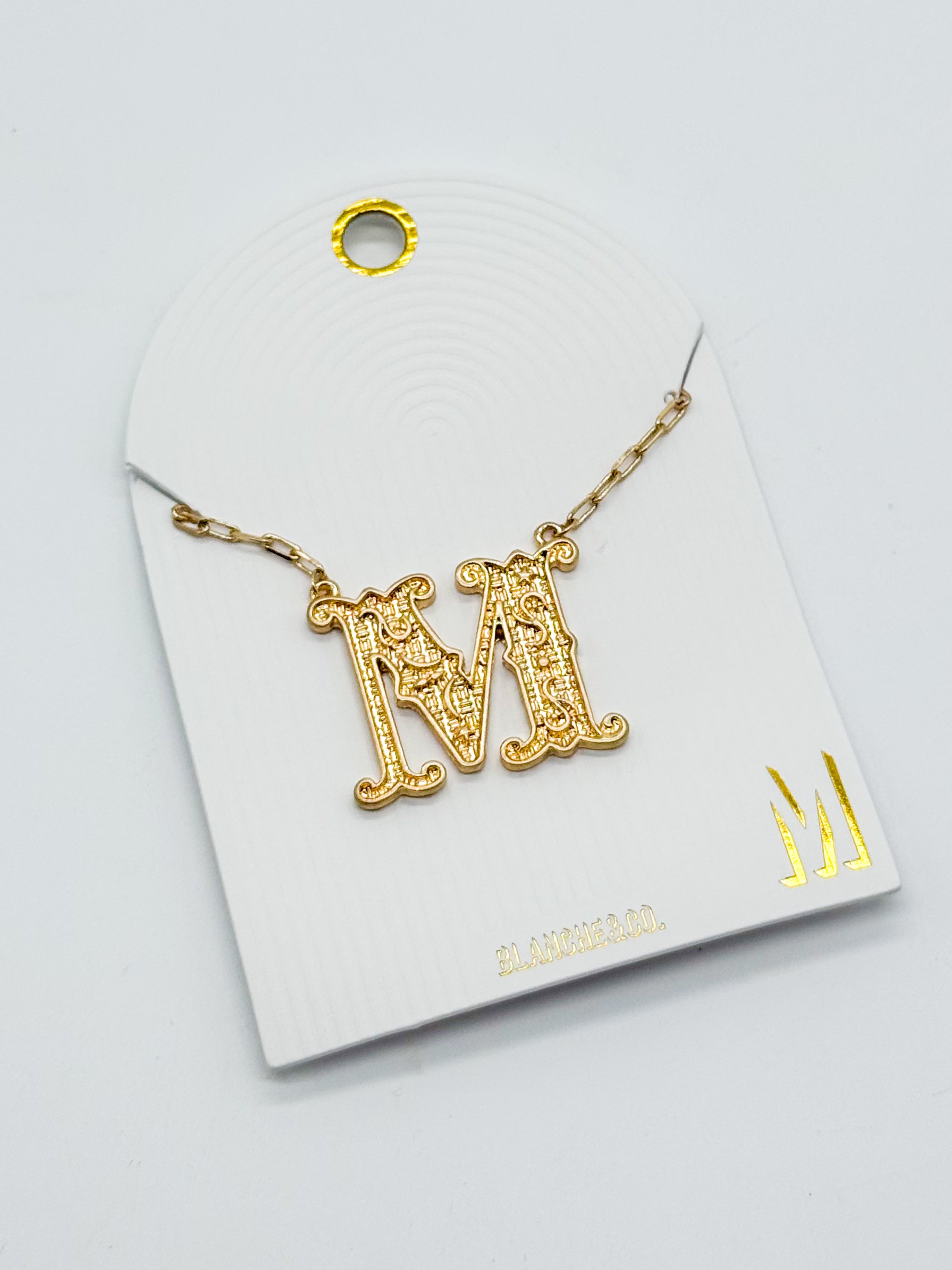 Western Font Initial Necklace-310 Jewelry-Blanche Design Co.-Heathered Boho Boutique, Women's Fashion and Accessories in Palmetto, FL