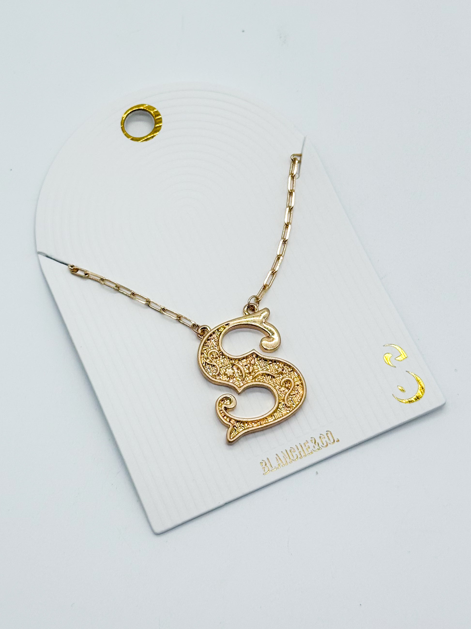 Western Font Initial Necklace-310 Jewelry-Blanche Design Co.-Heathered Boho Boutique, Women's Fashion and Accessories in Palmetto, FL