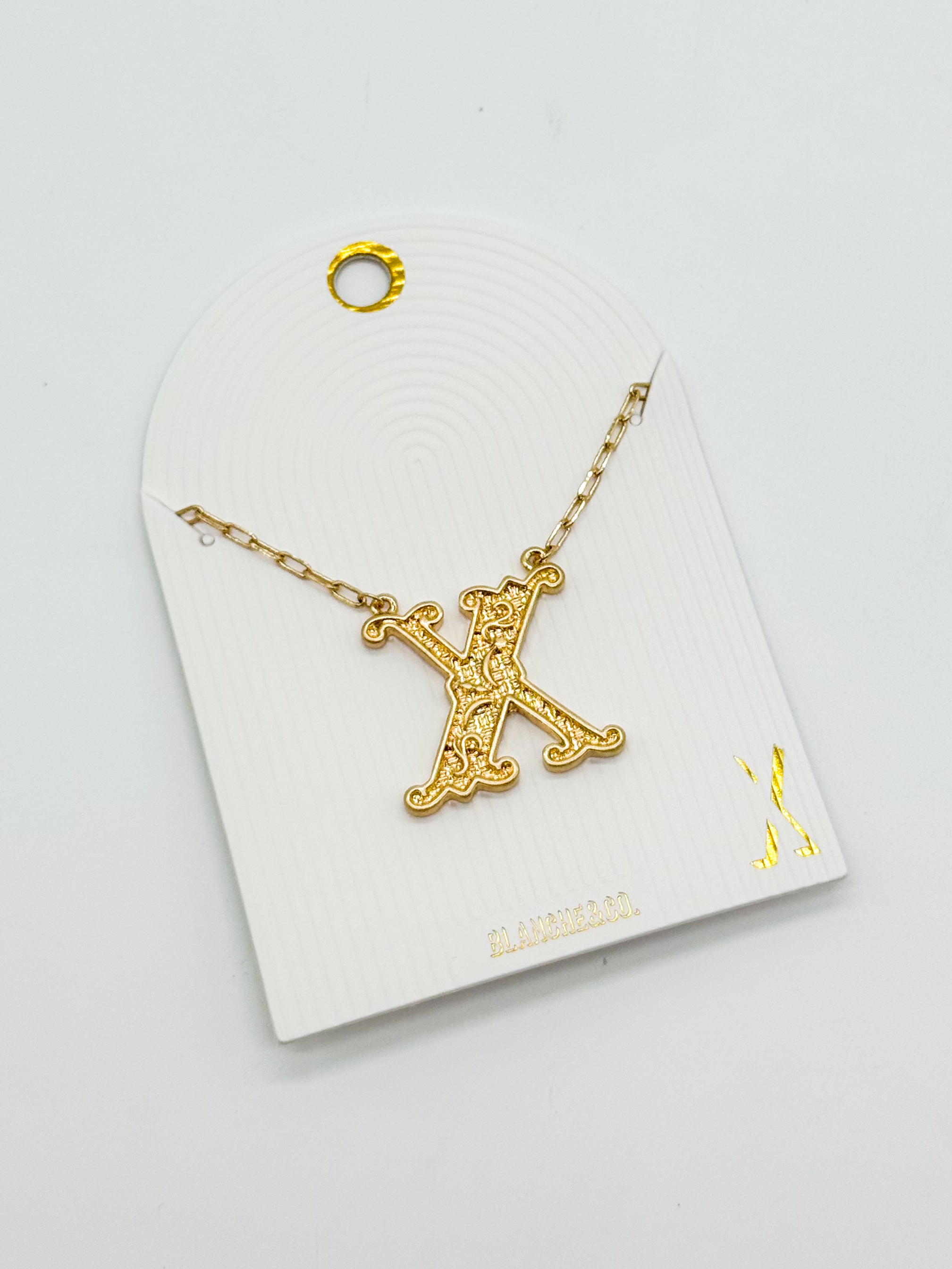 Western Font Initial Necklace-310 Jewelry-Blanche Design Co.-Heathered Boho Boutique, Women's Fashion and Accessories in Palmetto, FL