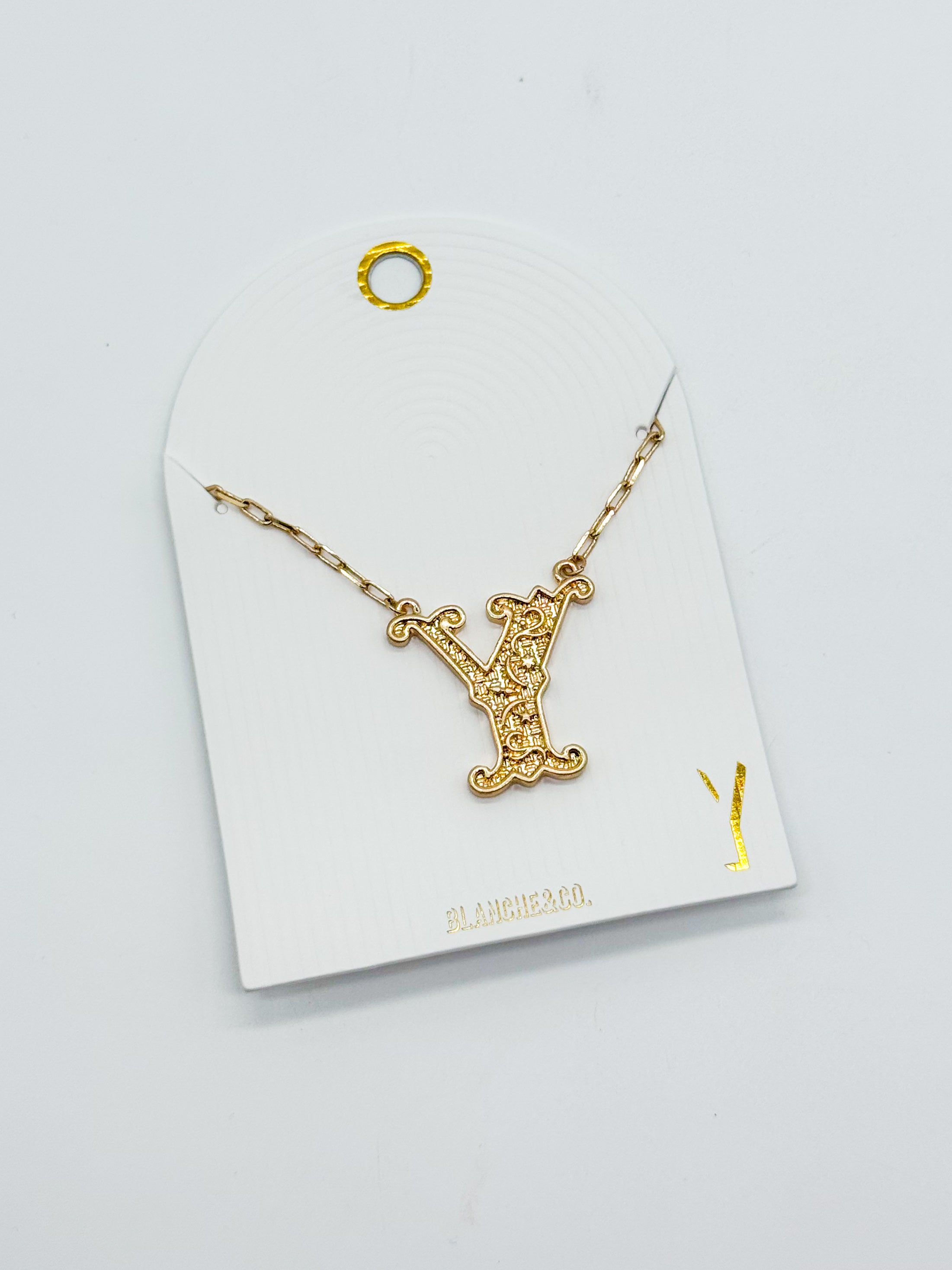 Western Font Initial Necklace-310 Jewelry-Blanche Design Co.-Heathered Boho Boutique, Women's Fashion and Accessories in Palmetto, FL