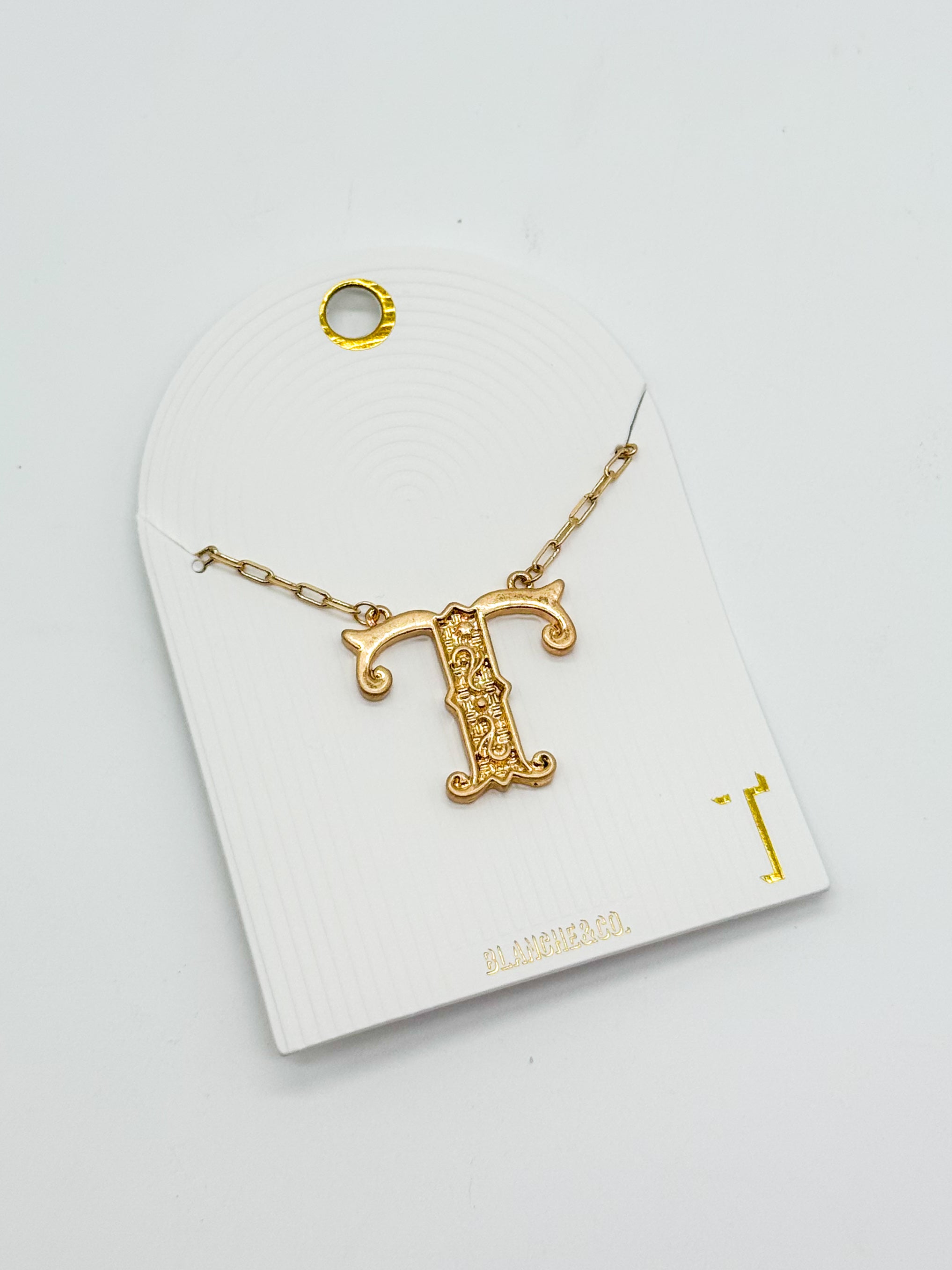 Western Font Initial Necklace-310 Jewelry-Blanche Design Co.-Heathered Boho Boutique, Women's Fashion and Accessories in Palmetto, FL