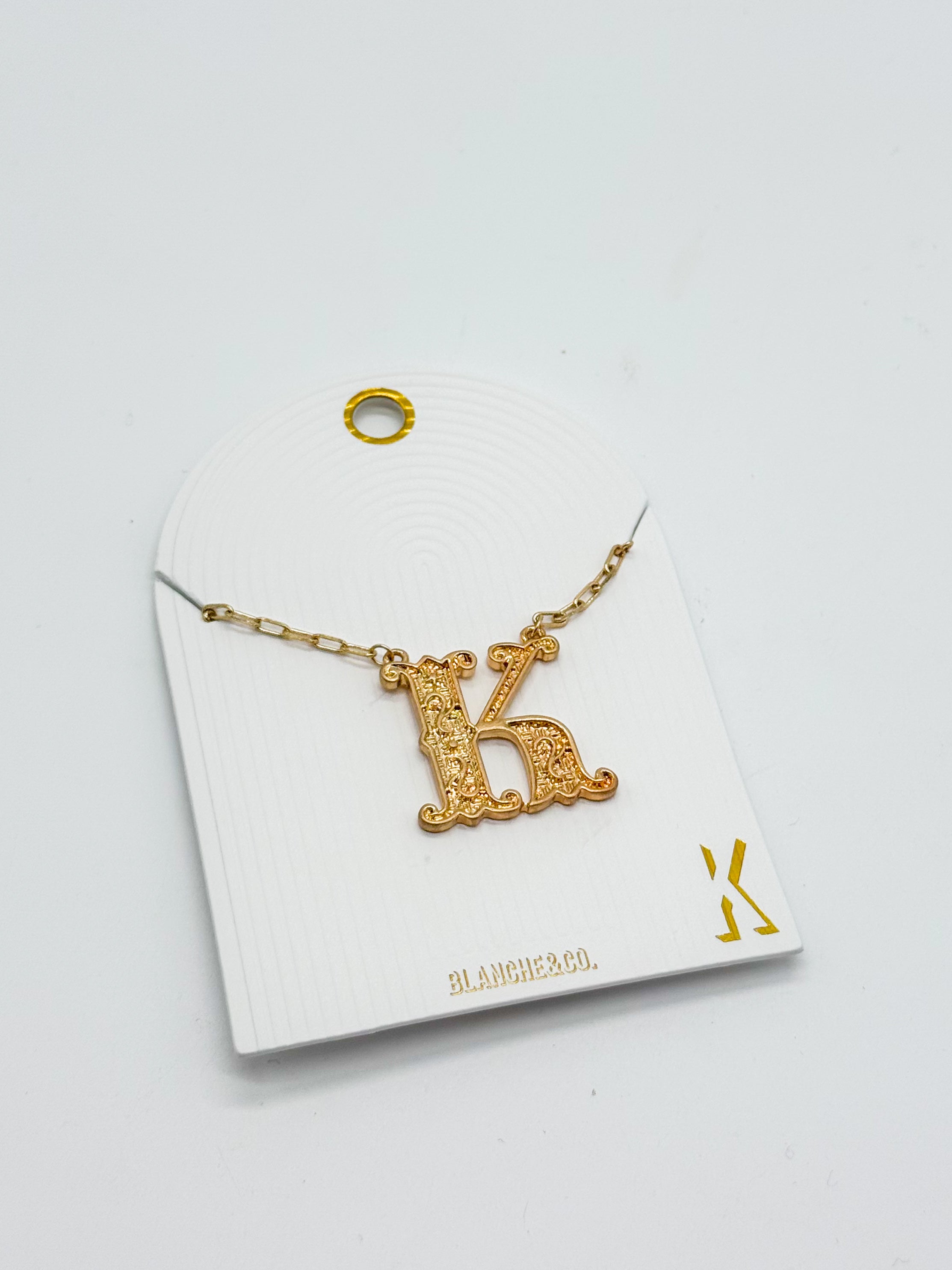 Western Font Initial Necklace-310 Jewelry-Blanche Design Co.-Heathered Boho Boutique, Women's Fashion and Accessories in Palmetto, FL