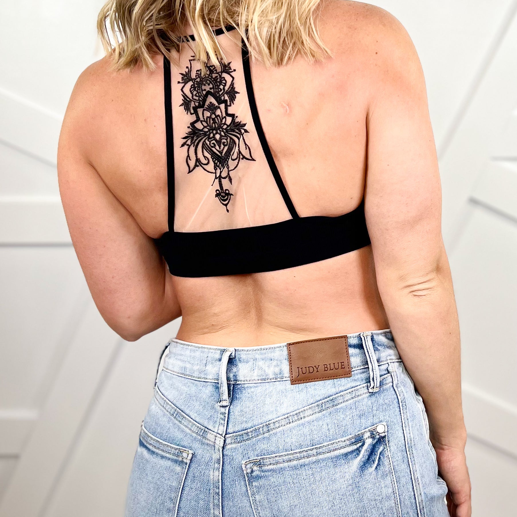 Tattoo Mesh Bralette-140 Body Suits/ Intimates-Leto-Heathered Boho Boutique, Women's Fashion and Accessories in Palmetto, FL