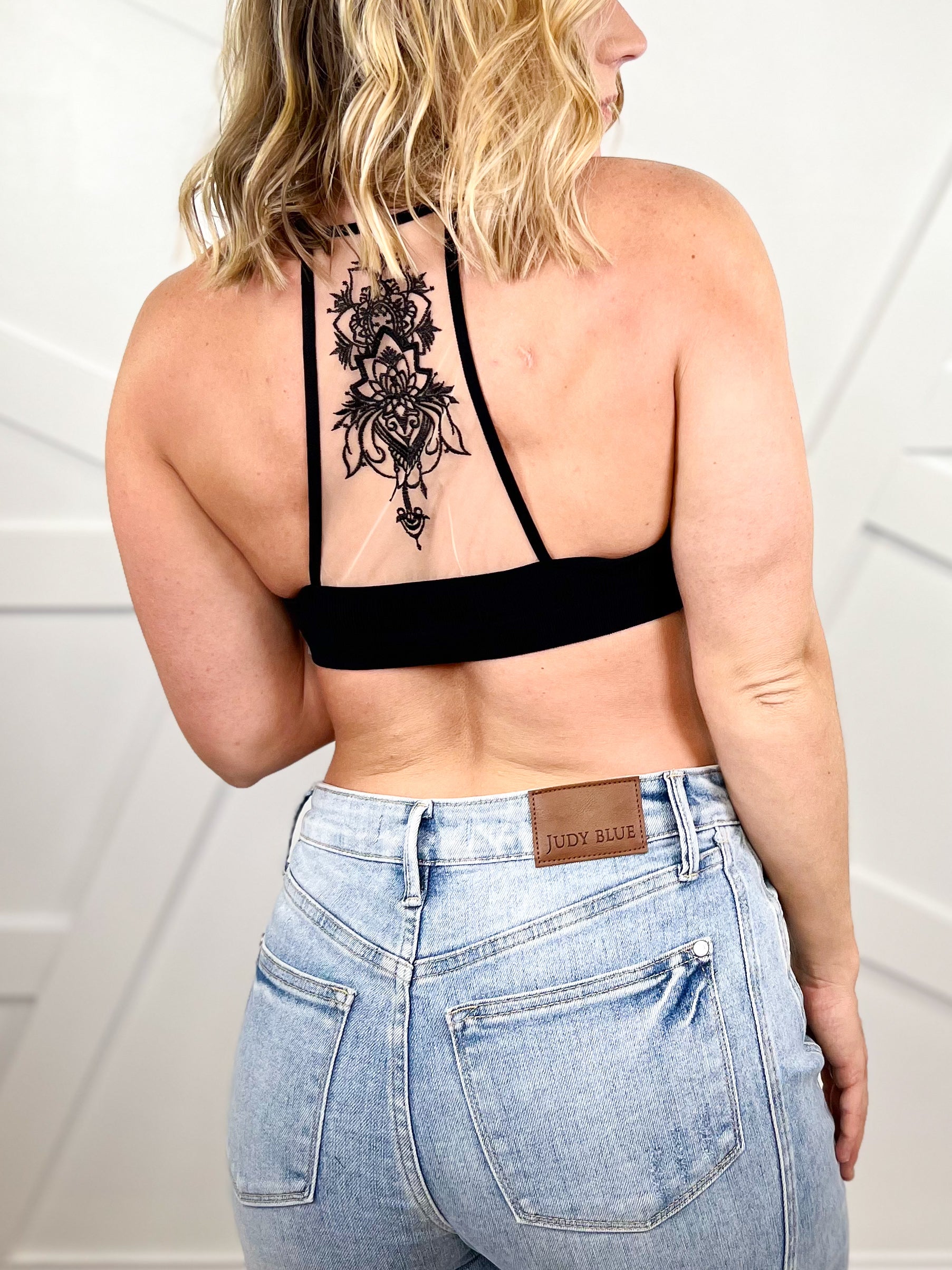 Tattoo Mesh Bralette-140 Body Suits/ Intimates-Leto-Heathered Boho Boutique, Women's Fashion and Accessories in Palmetto, FL