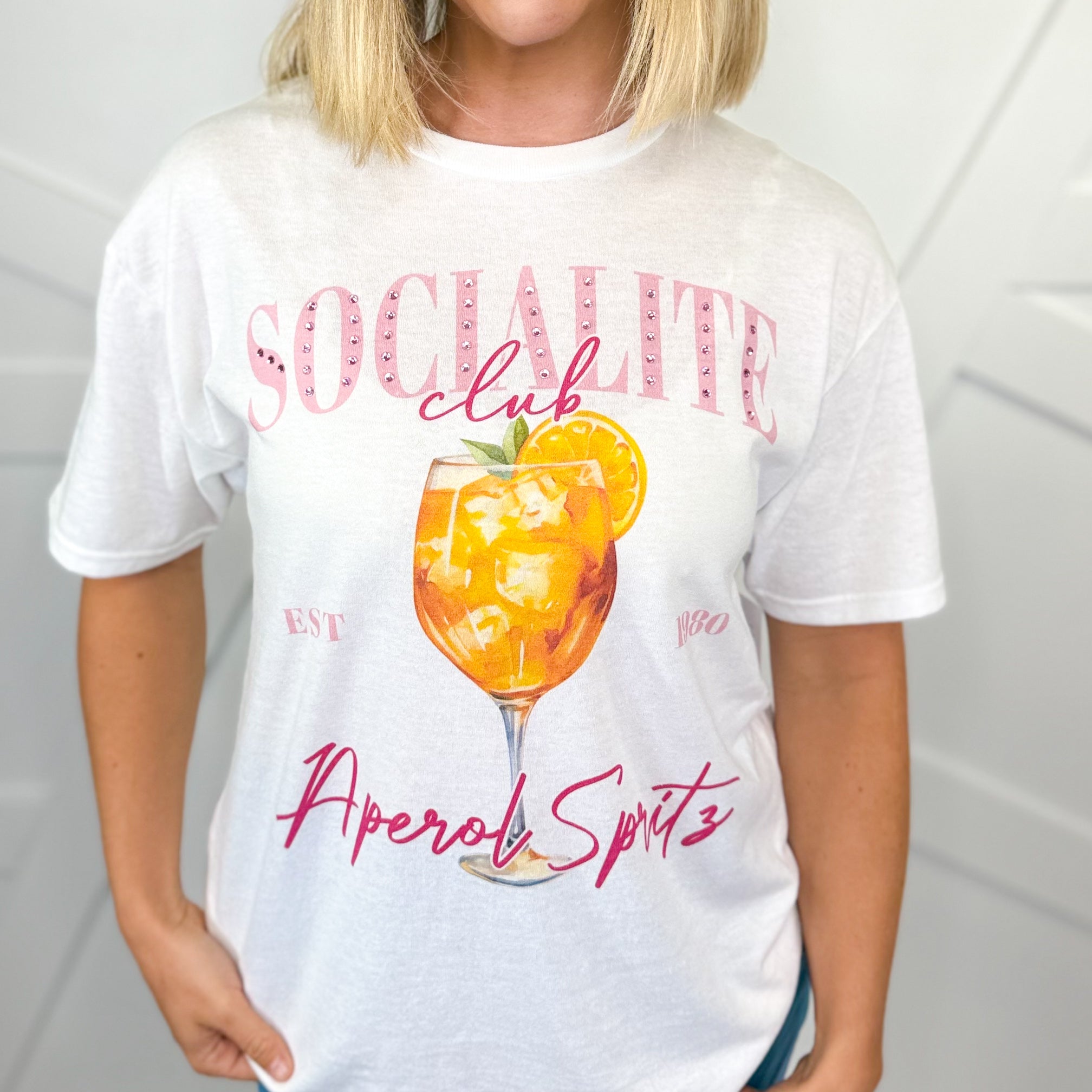 Socialite Drink Club Graphic Tee - Aperol Spritz-130 Graphic Tees-SUGAR STITCH-Heathered Boho Boutique, Women's Fashion and Accessories in Palmetto, FL