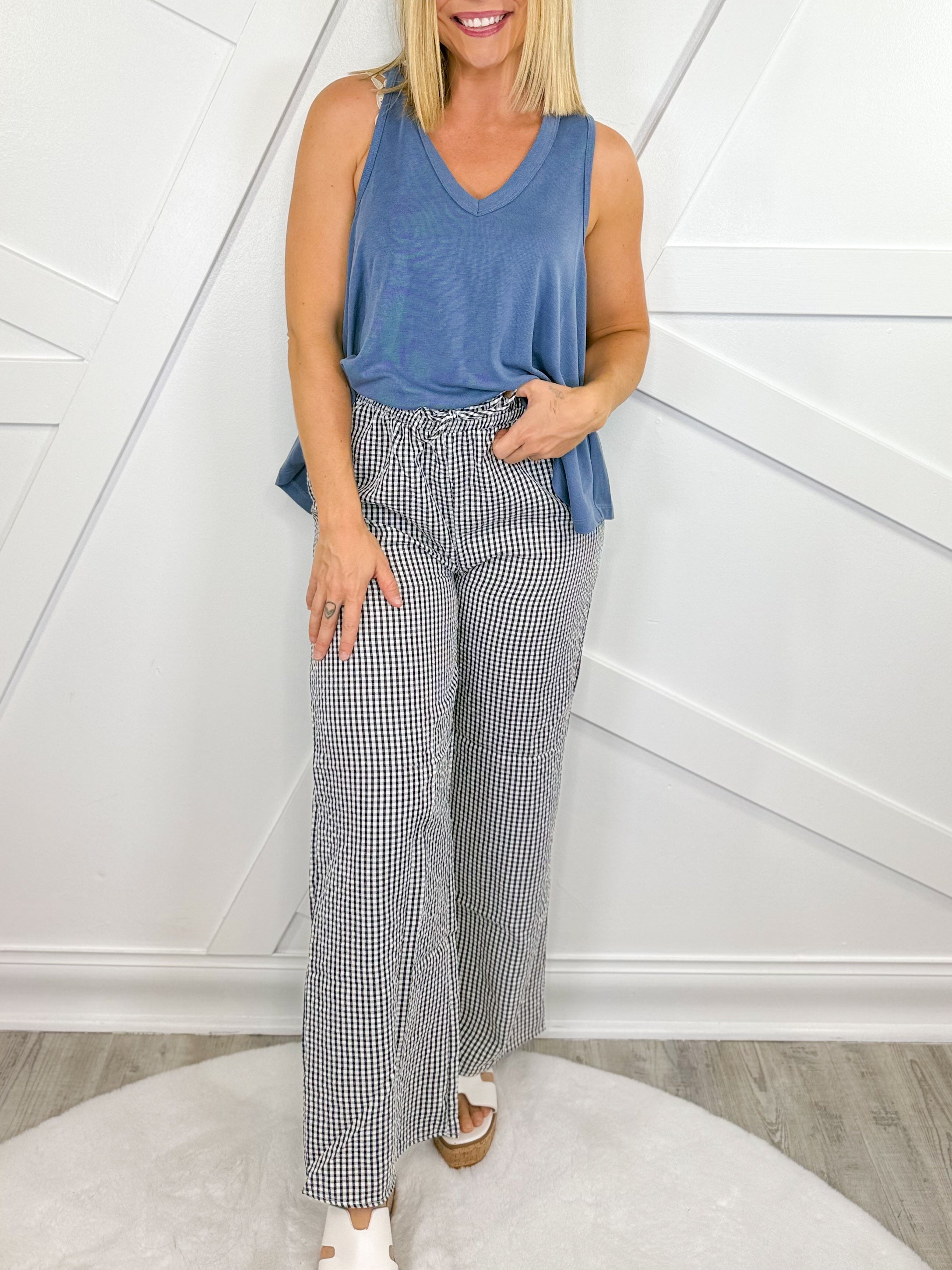 Gingham Boxer Pants-150 PANTS-Jade by Jane-Heathered Boho Boutique, Women's Fashion and Accessories in Palmetto, FL