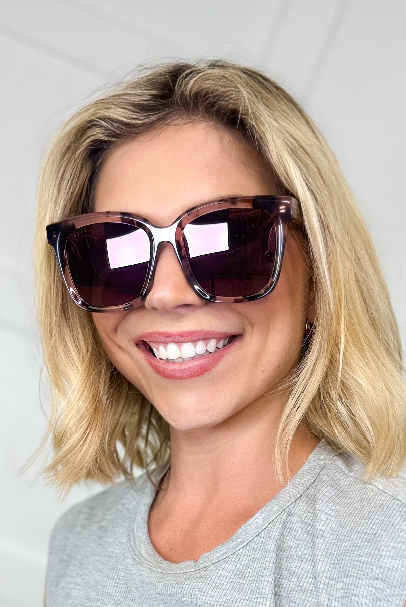 Meredith Himalayan Tortoise + Light Pink Mirror Sunglasses-340 Other Accessories-DIFF EYEWEAR / DIME OPTICS-Heathered Boho Boutique, Women's Fashion and Accessories in Palmetto, FL