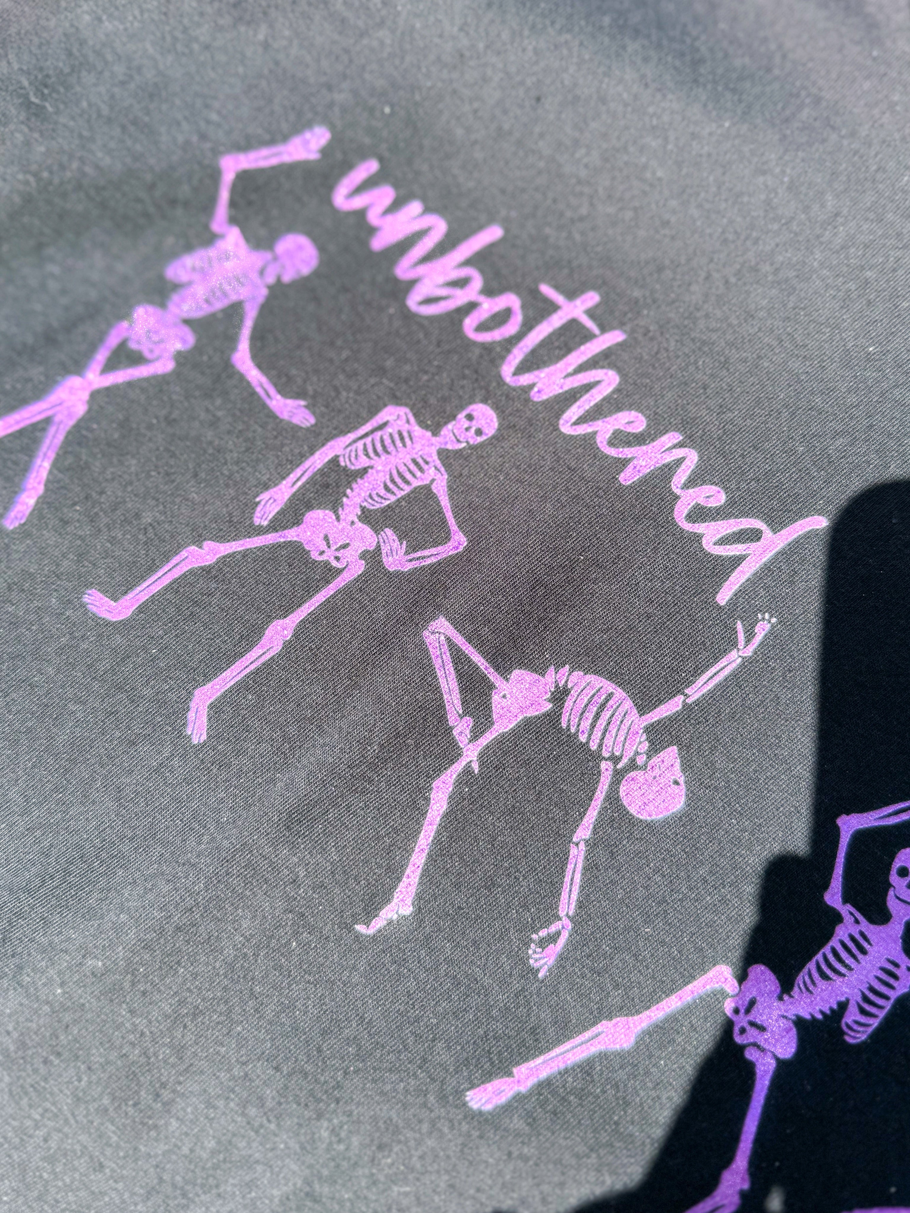 Foil Unbothered Skully Graphic Tee-130 Graphic Tees-Heathered Boho-Heathered Boho Boutique, Women's Fashion and Accessories in Palmetto, FL