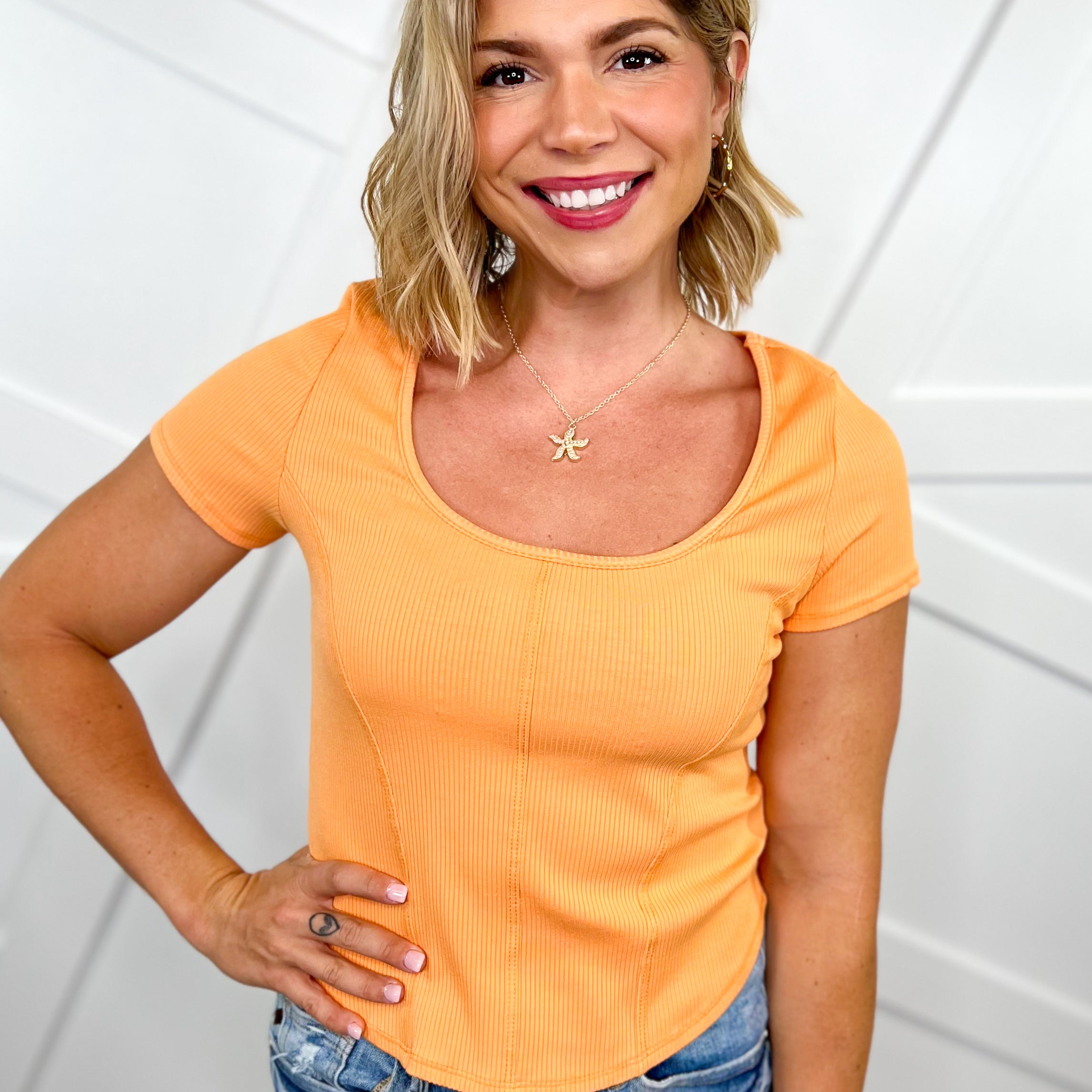 Believe Your Eyes Top-110 SHORT SLEEVE TOP-Charlotte Avery-Heathered Boho Boutique, Women's Fashion and Accessories in Palmetto, FL