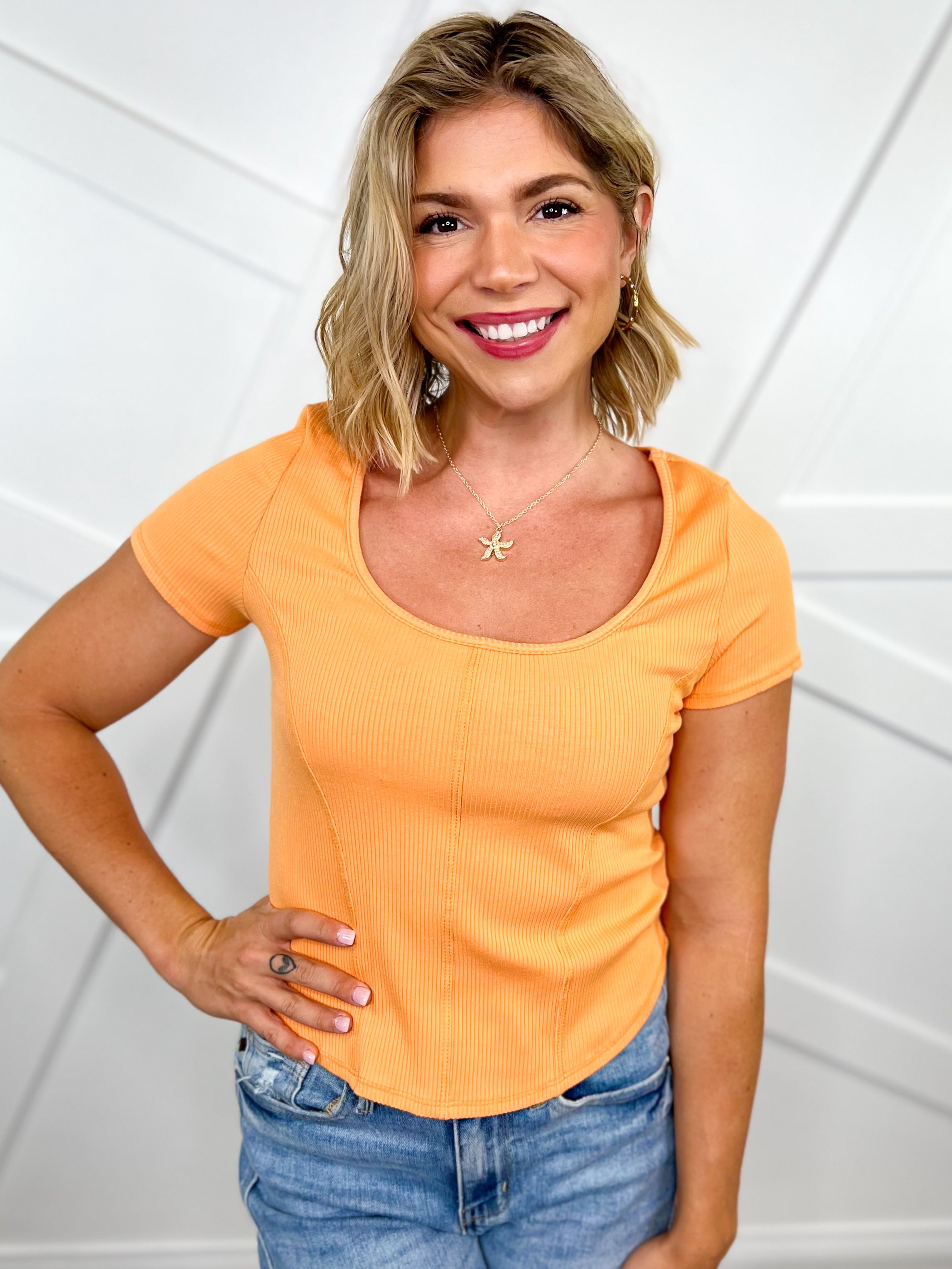 Believe Your Eyes Top-110 SHORT SLEEVE TOP-Charlotte Avery-Heathered Boho Boutique, Women's Fashion and Accessories in Palmetto, FL