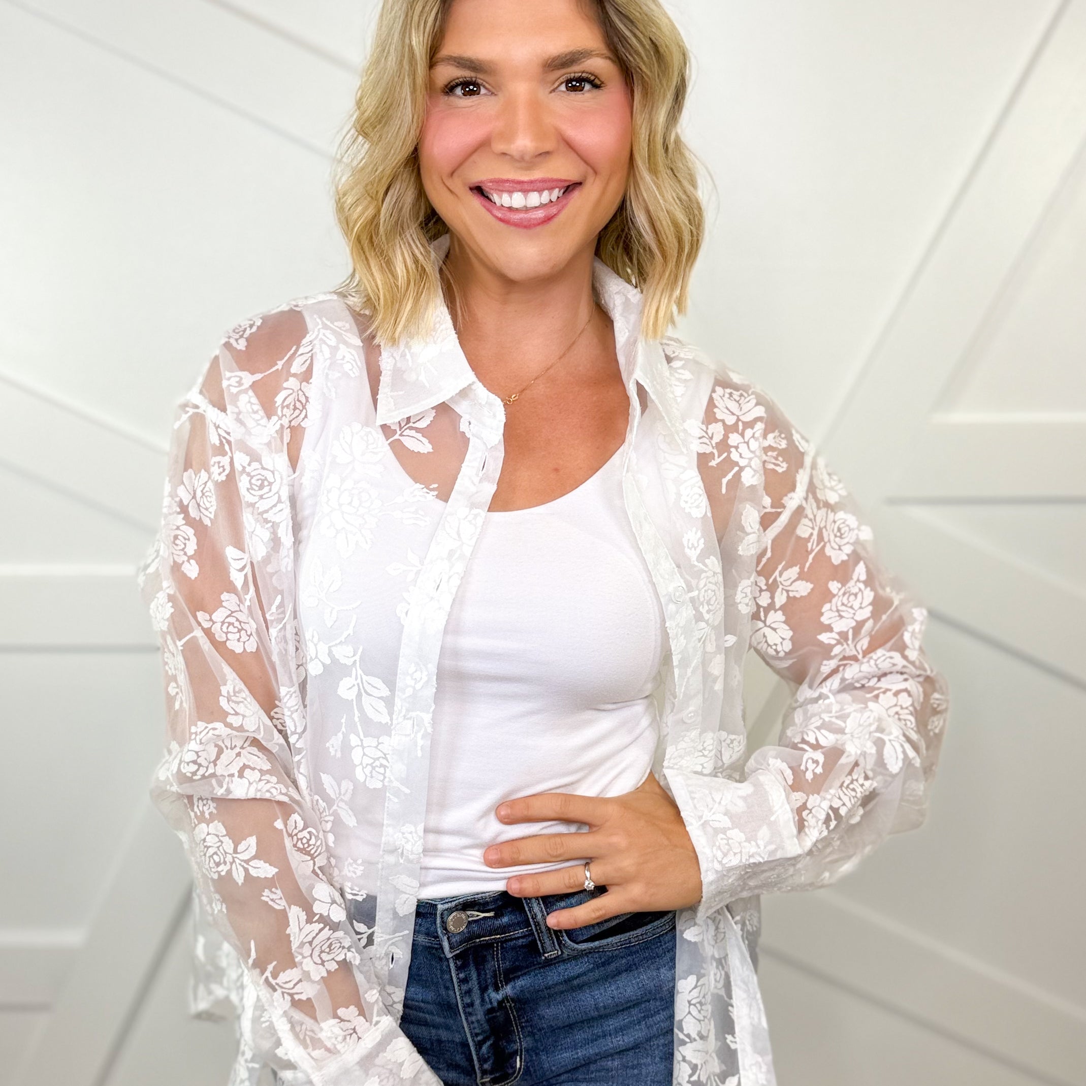 Lucky In Lace Top-120 LONG SLEEVE TOPS-SEW IN LOVE-Heathered Boho Boutique, Women's Fashion and Accessories in Palmetto, FL