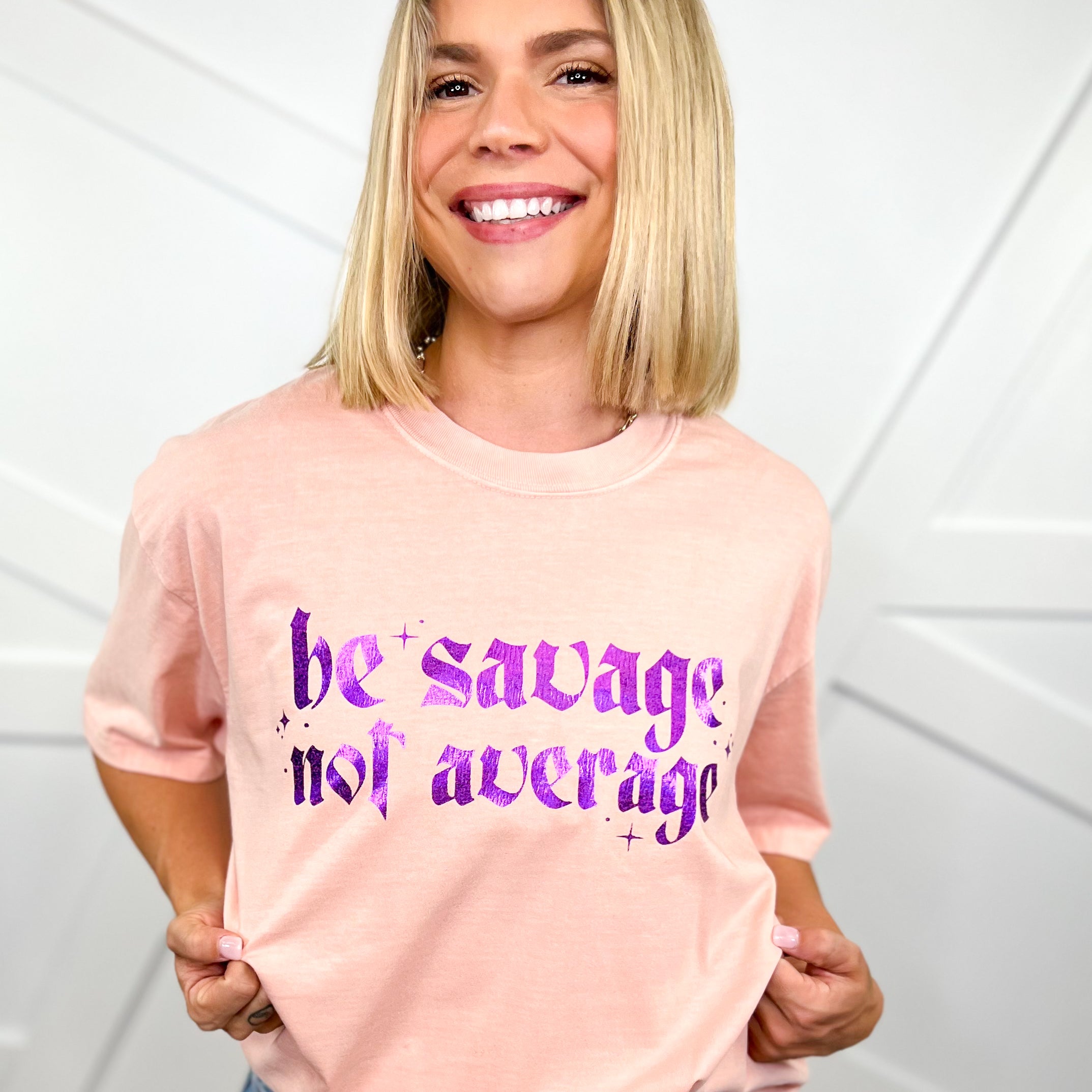 Foil Savage Not Average Graphic Tee-130 Graphic Tees-Heathered Boho-Heathered Boho Boutique, Women's Fashion and Accessories in Palmetto, FL