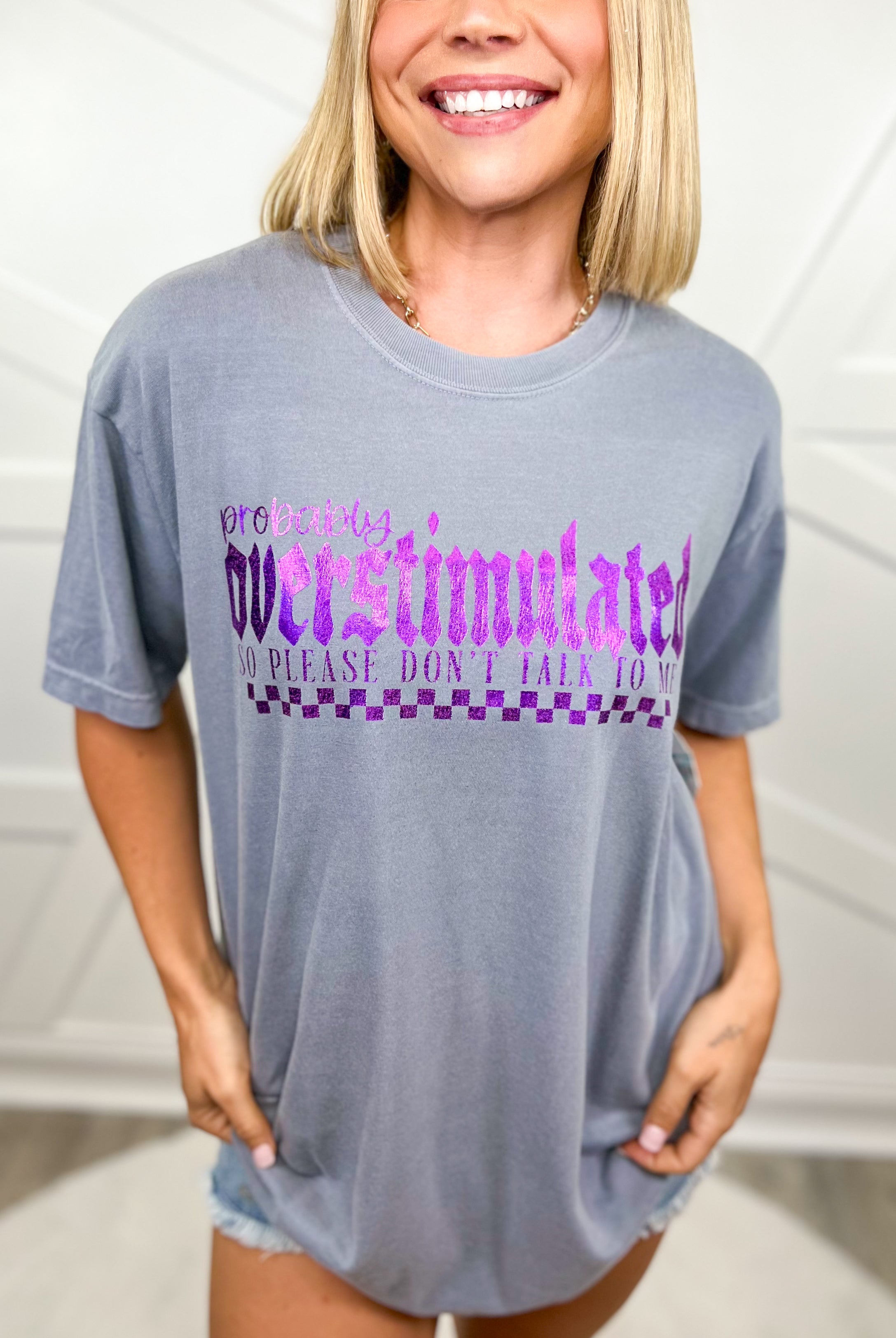 Foil Don't Talk To Me Graphic Tee-130 Graphic Tees-Heathered Boho-Heathered Boho Boutique, Women's Fashion and Accessories in Palmetto, FL