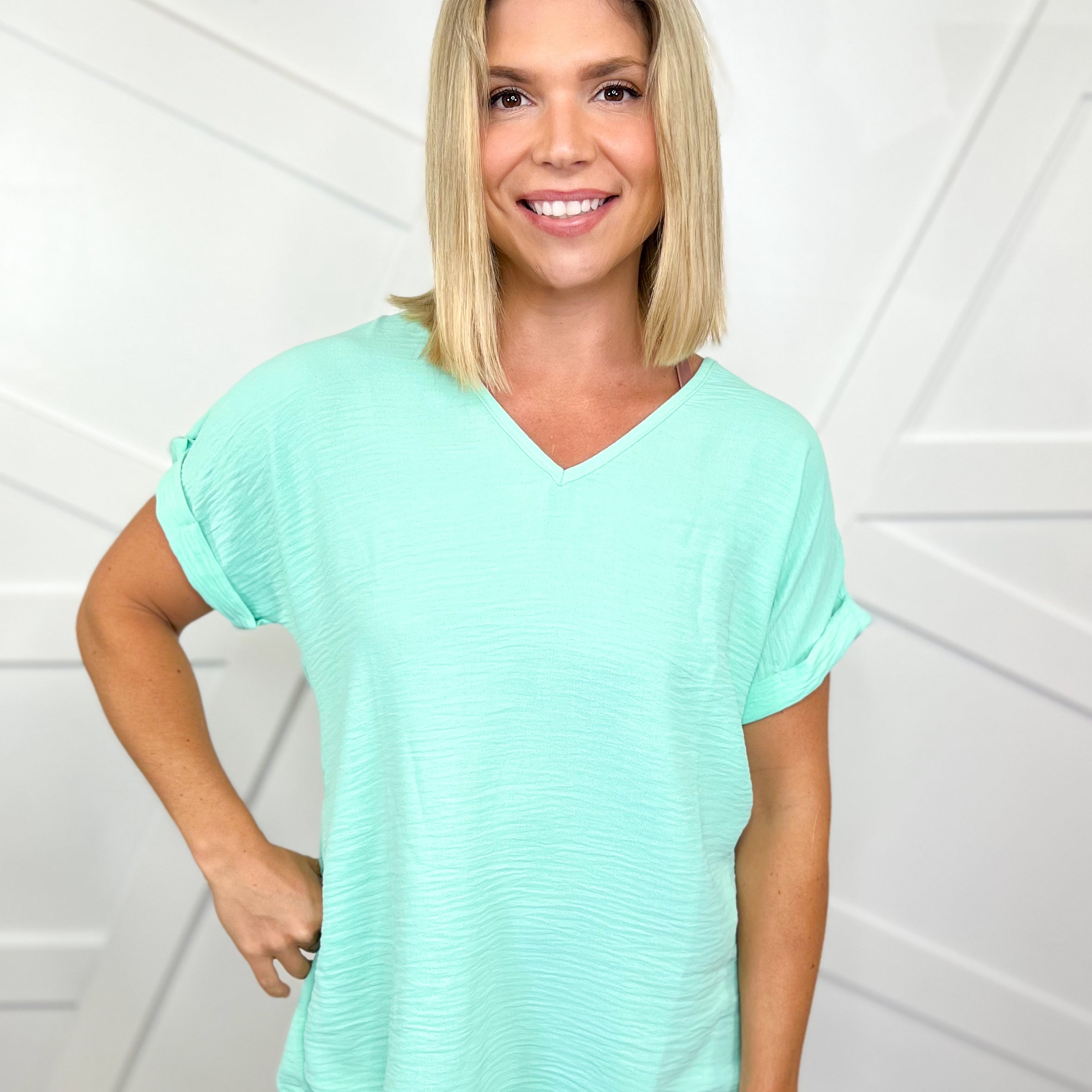 Situational Top-110 SHORT SLEEVE TOP-Heimish-Heathered Boho Boutique, Women's Fashion and Accessories in Palmetto, FL