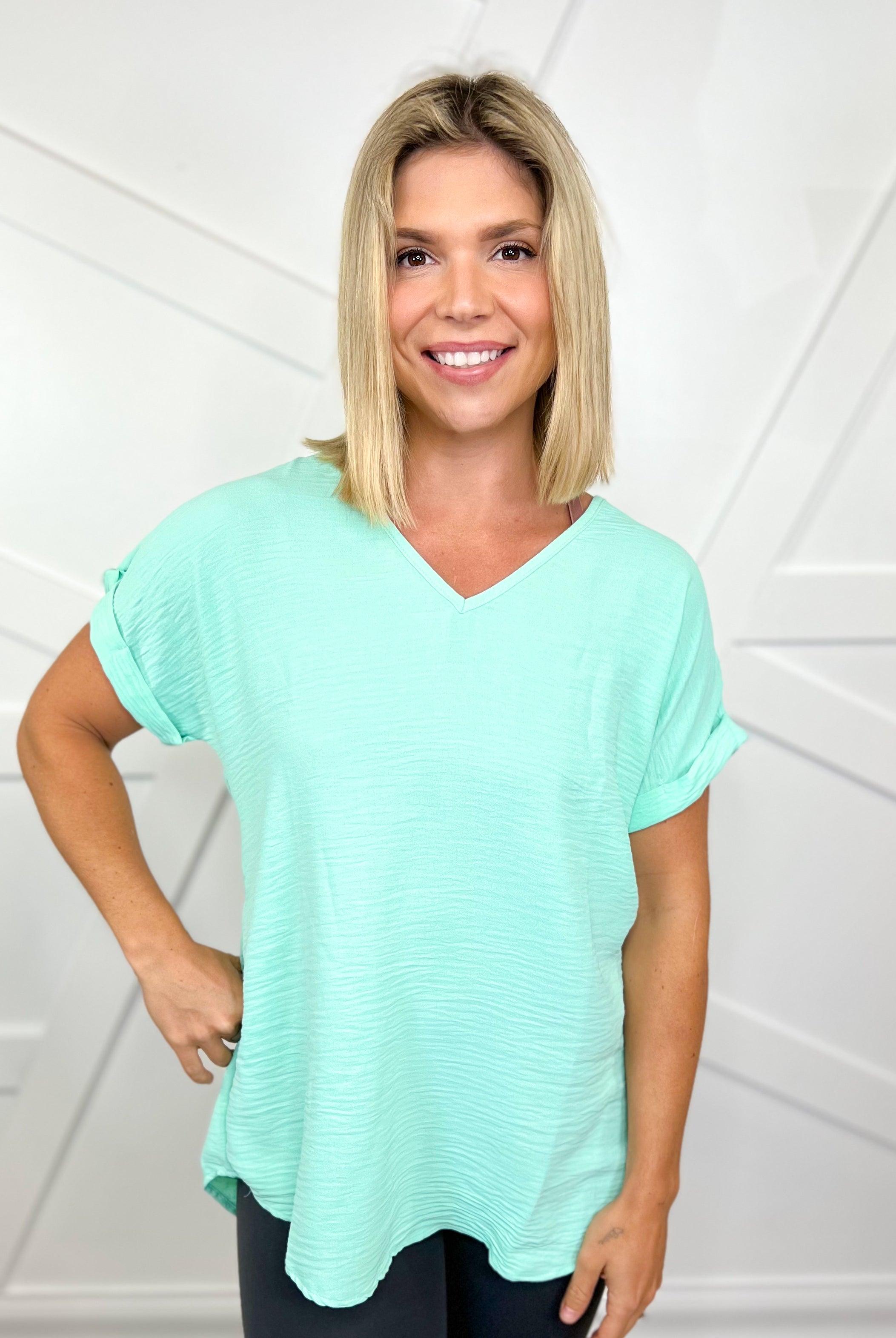 Situational Top-110 SHORT SLEEVE TOP-Heimish-Heathered Boho Boutique, Women's Fashion and Accessories in Palmetto, FL