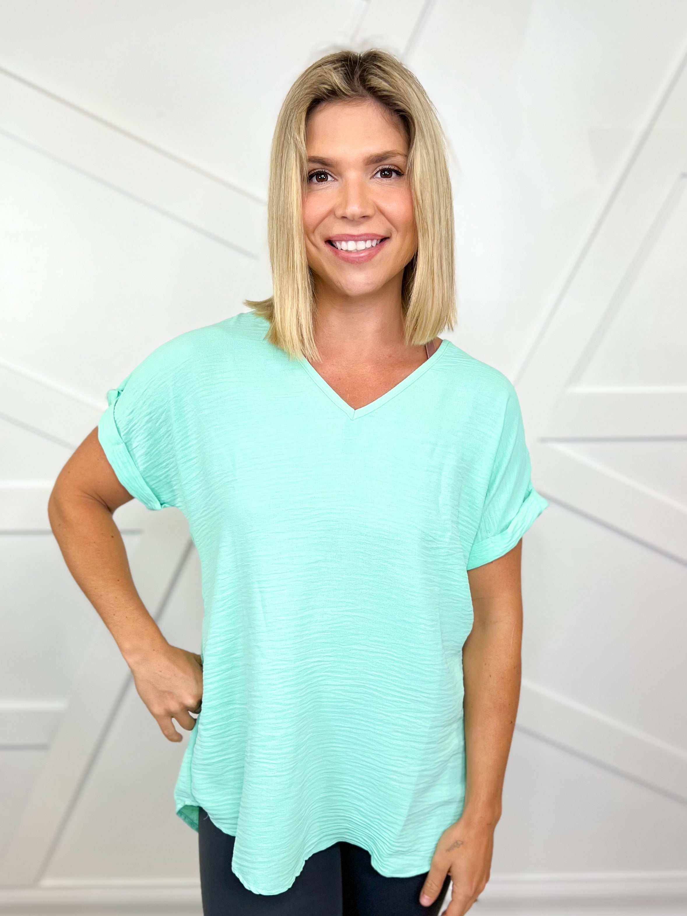 Situational Top-110 SHORT SLEEVE TOP-Heimish-Heathered Boho Boutique, Women's Fashion and Accessories in Palmetto, FL