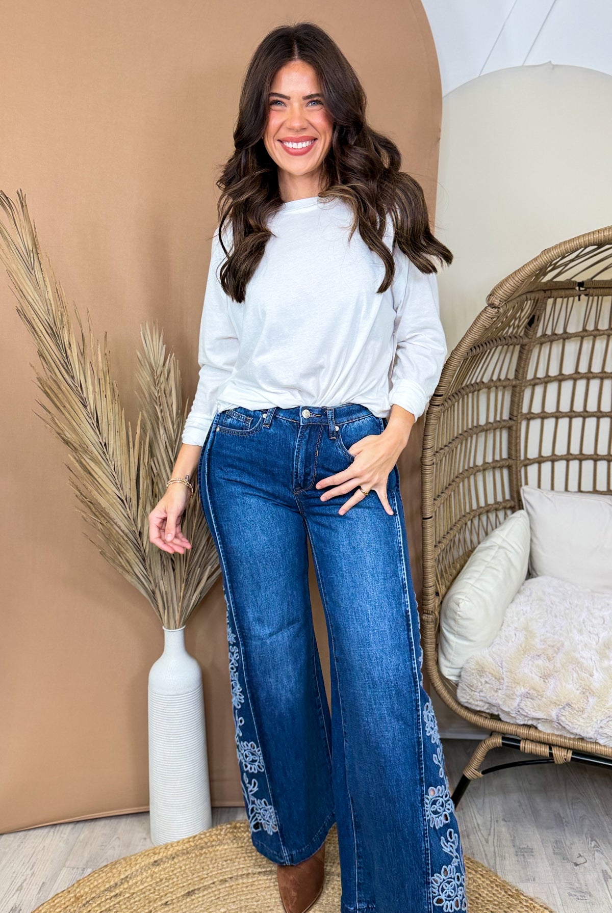 Wildflower Way Jeans By Saige-190 JEANS-SAIGE DENIM-Heathered Boho Boutique, Women's Fashion and Accessories in Palmetto, FL