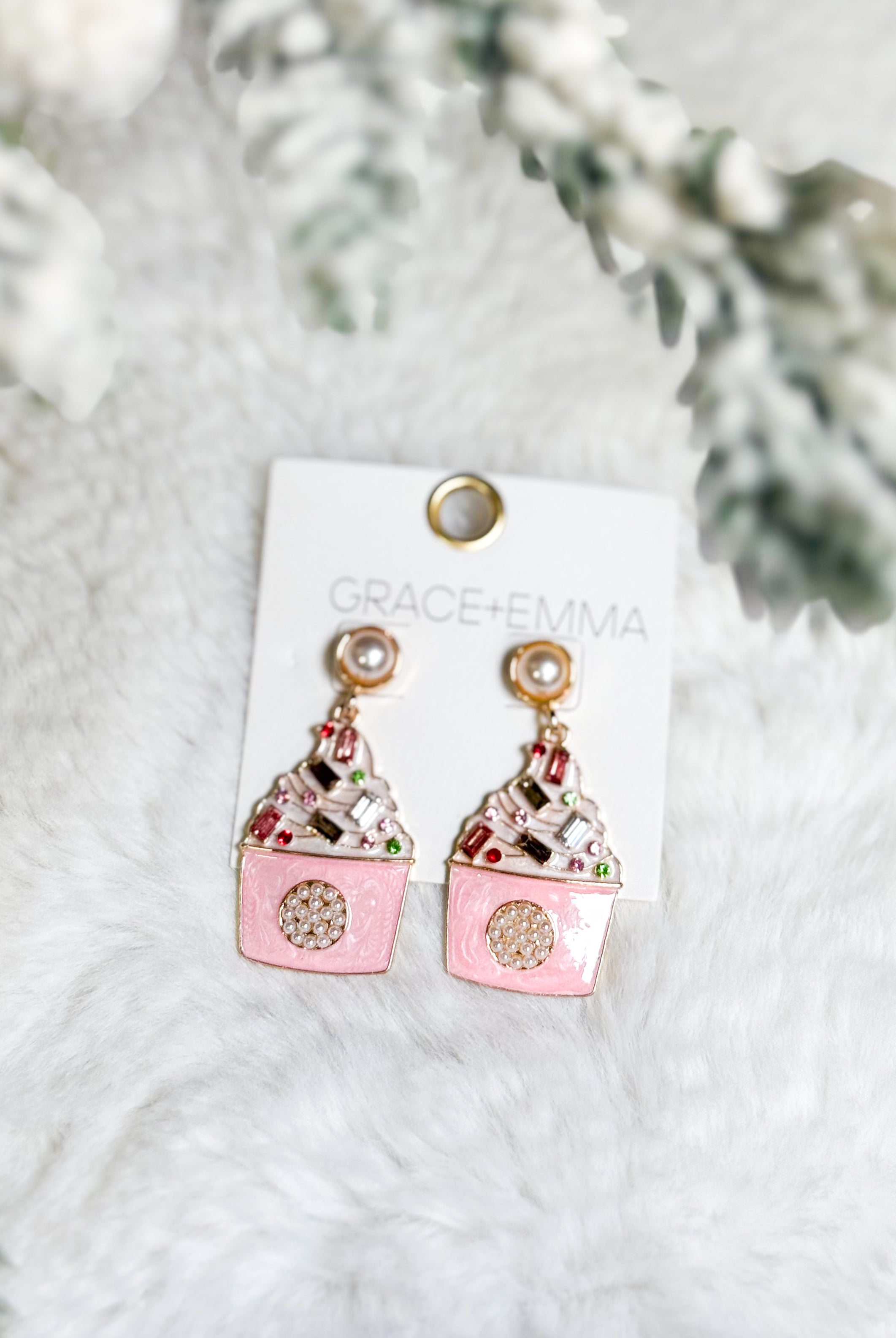 Cupcake Earrings-310 JEWELRY-SOUTHERN GRACE-Heathered Boho Boutique, Women's Fashion and Accessories in Palmetto, FL