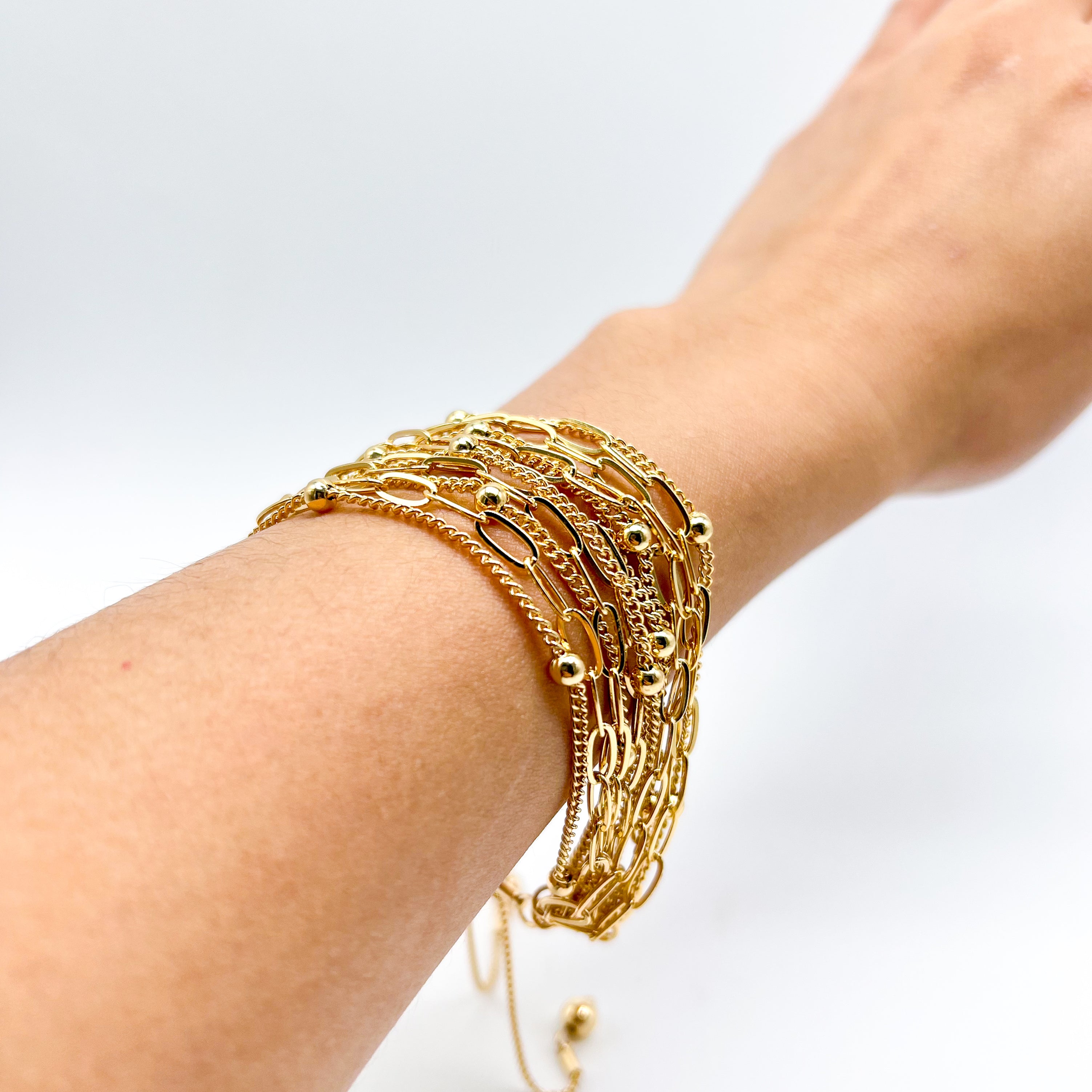 Layering The Chains Bracelet-310 Jewelry-Rough Sketch-Heathered Boho Boutique, Women's Fashion and Accessories in Palmetto, FL