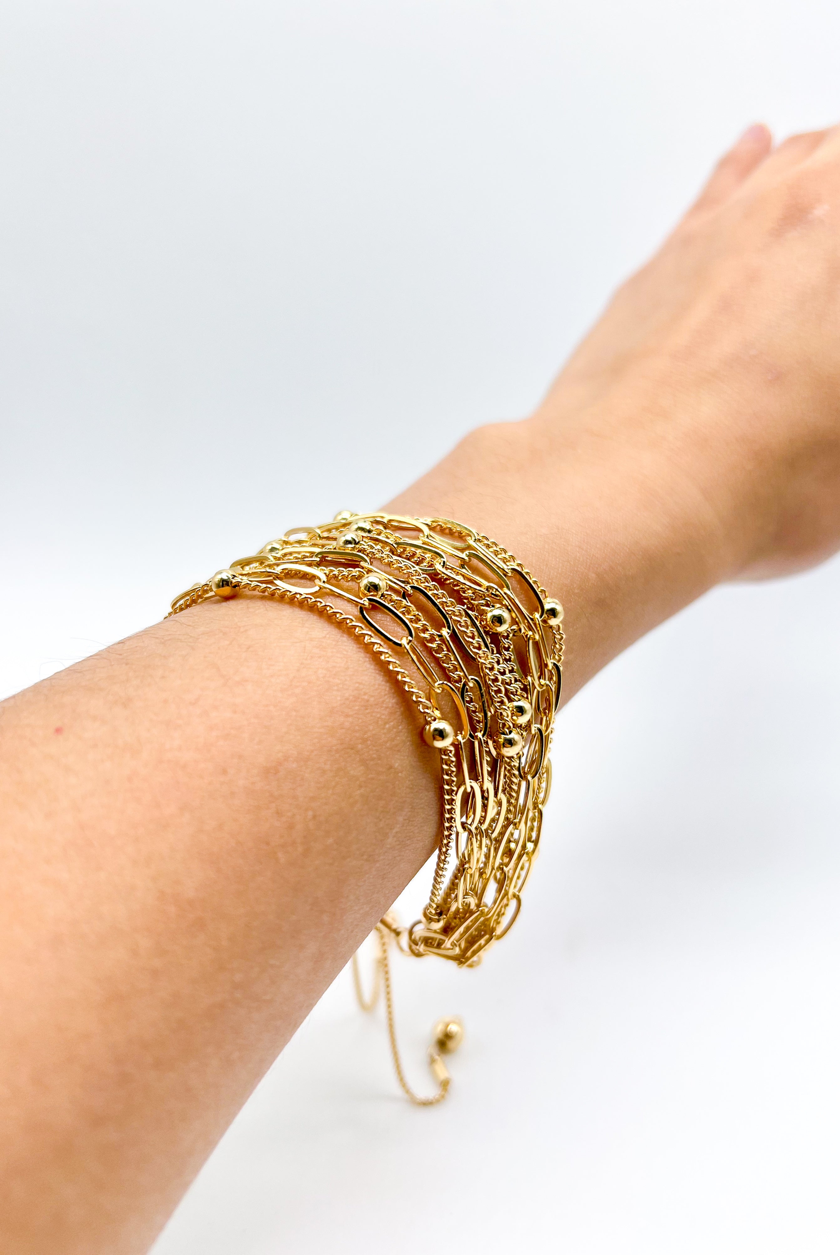 Layering The Chains Bracelet-310 Jewelry-Rough Sketch-Heathered Boho Boutique, Women's Fashion and Accessories in Palmetto, FL