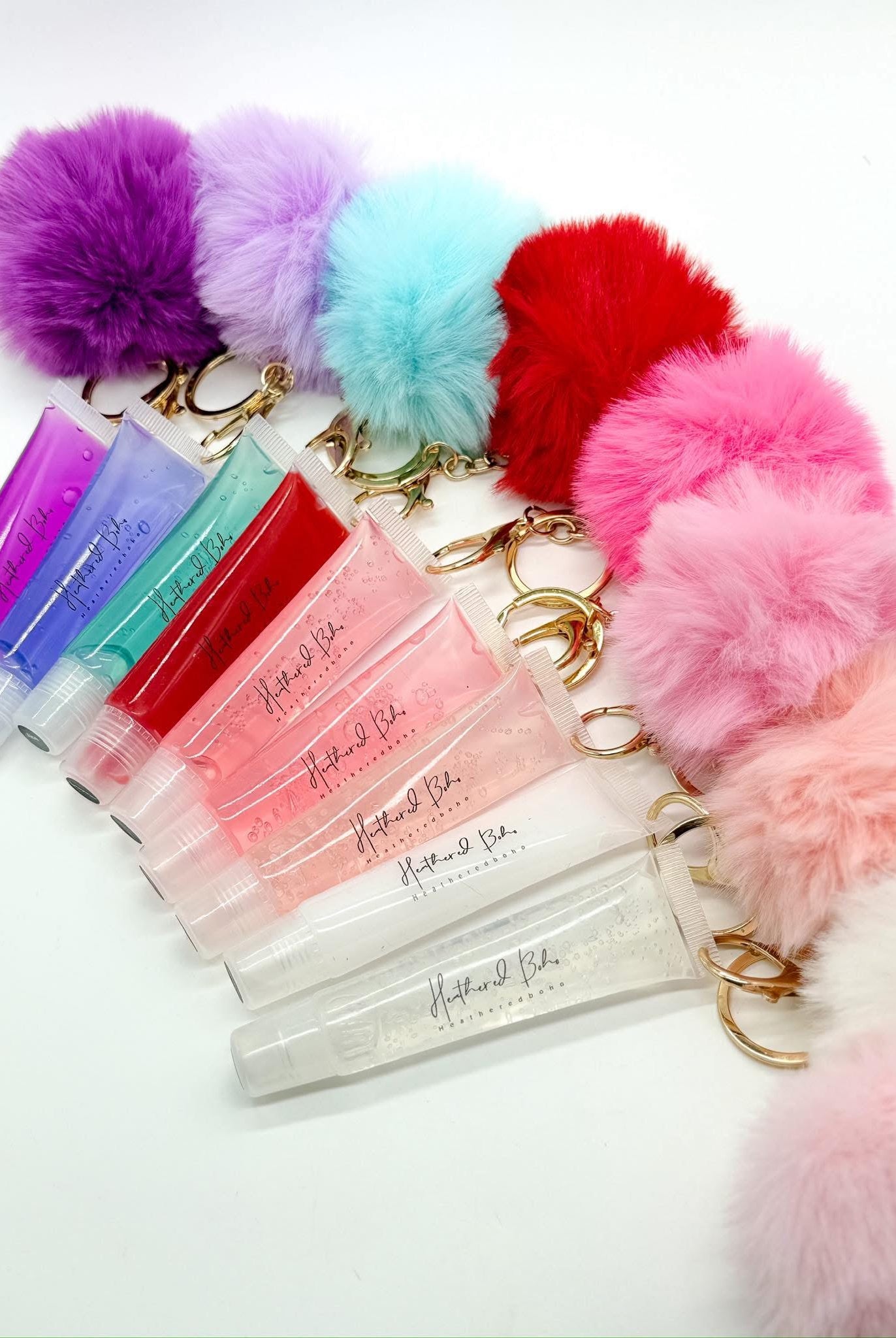 Pom Pom Lip Oil Keychains- Heathered Boho Exclusive-340 Other Accessories-Best Beauty Group-Heathered Boho Boutique, Women's Fashion and Accessories in Palmetto, FL