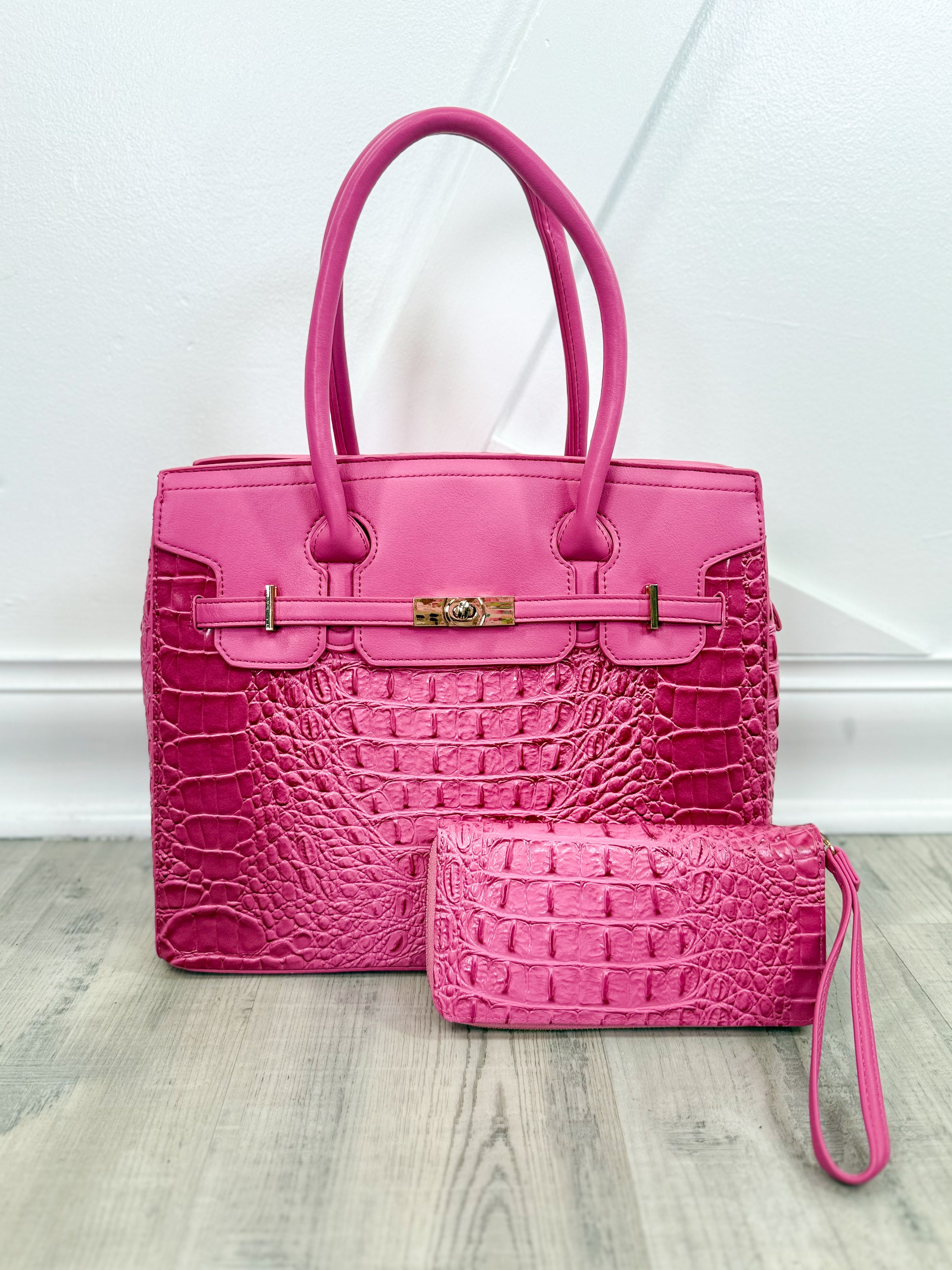 Later Gator Handbag with Wallet-320 Bags-Tops Handbags-Heathered Boho Boutique, Women's Fashion and Accessories in Palmetto, FL