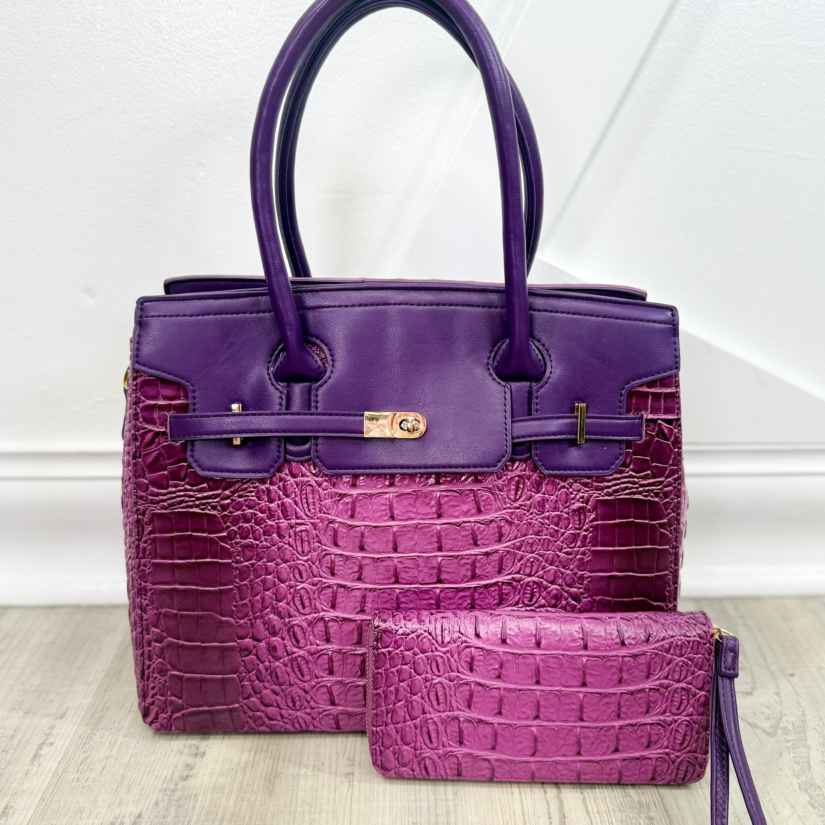 Later Gator Handbag with Wallet-320 Bags-Tops Handbags-Heathered Boho Boutique, Women's Fashion and Accessories in Palmetto, FL