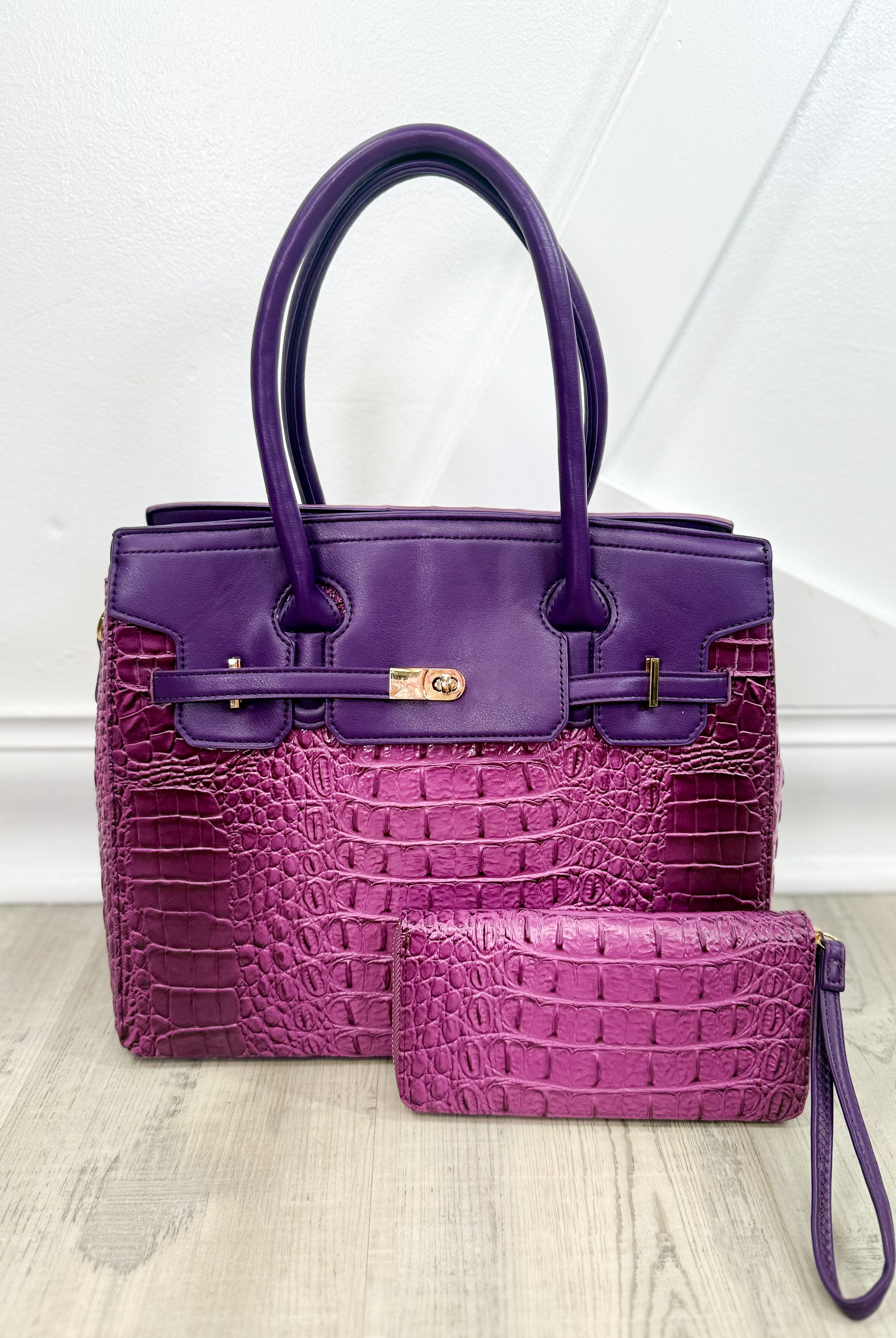 Later Gator Handbag with Wallet-320 Bags-Tops Handbags-Heathered Boho Boutique, Women's Fashion and Accessories in Palmetto, FL