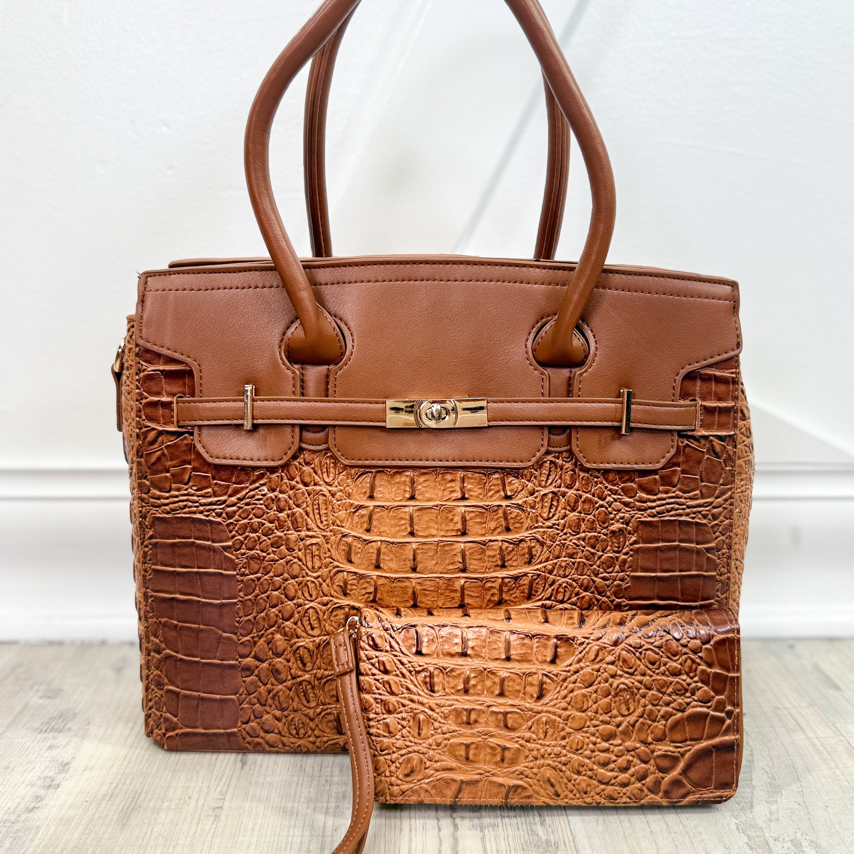 Later Gator Handbag with Wallet-320 Bags-Tops Handbags-Heathered Boho Boutique, Women's Fashion and Accessories in Palmetto, FL