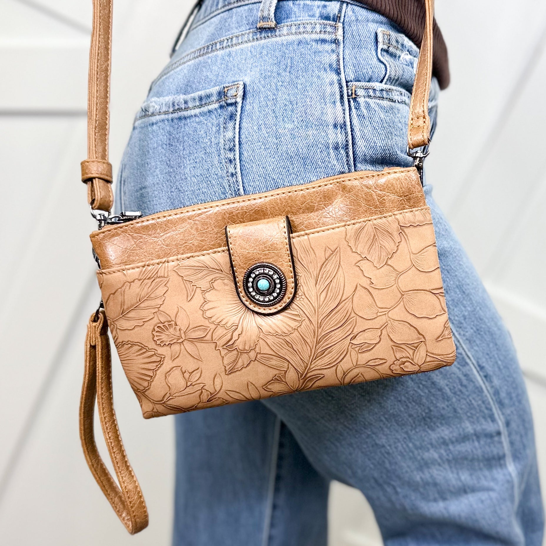 Floral Print Clutch-320 Bags-Tops Handbags-Heathered Boho Boutique, Women's Fashion and Accessories in Palmetto, FL