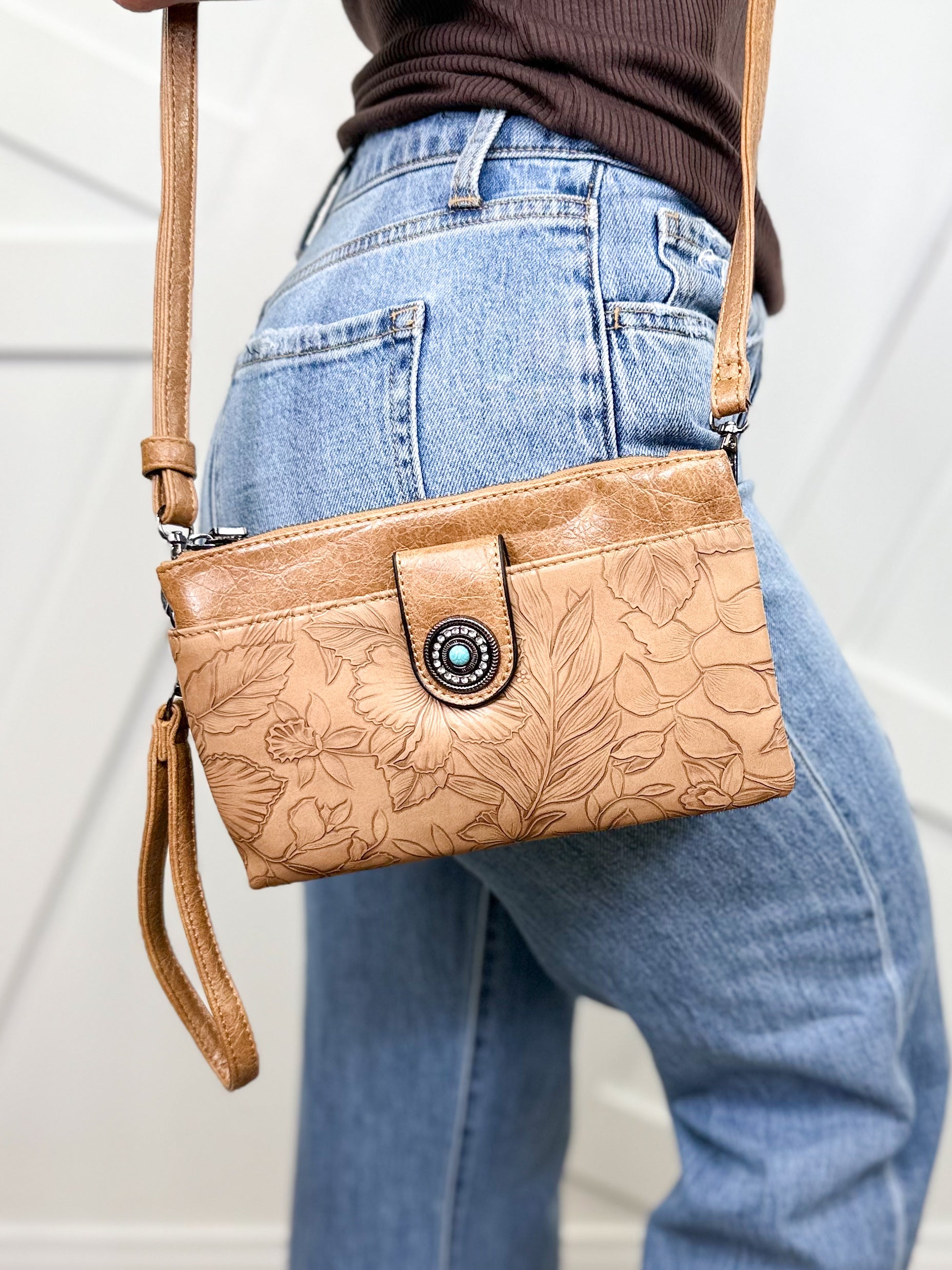 Floral Print Clutch-320 Bags-Tops Handbags-Heathered Boho Boutique, Women's Fashion and Accessories in Palmetto, FL