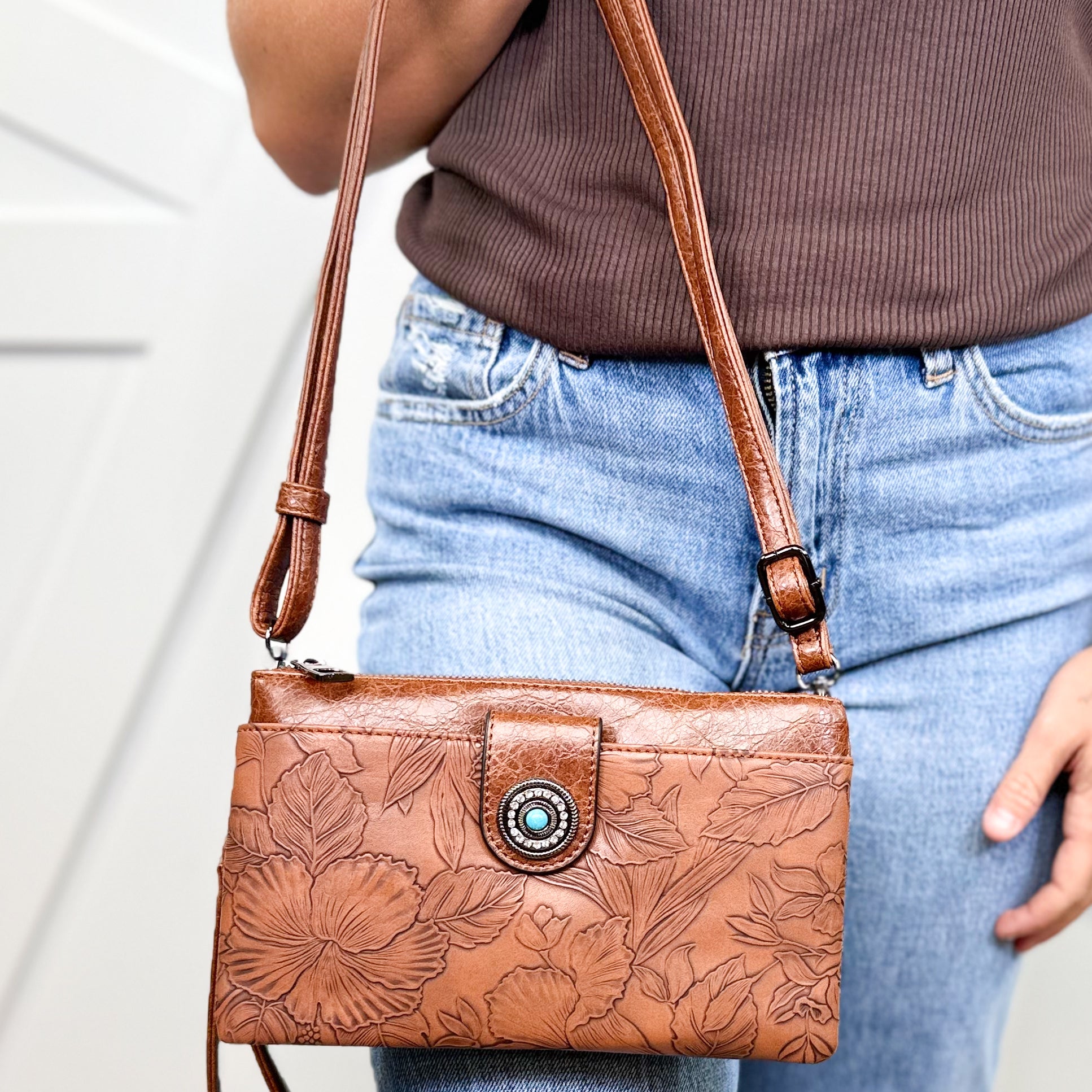 Floral Print Clutch-320 Bags-Tops Handbags-Heathered Boho Boutique, Women's Fashion and Accessories in Palmetto, FL