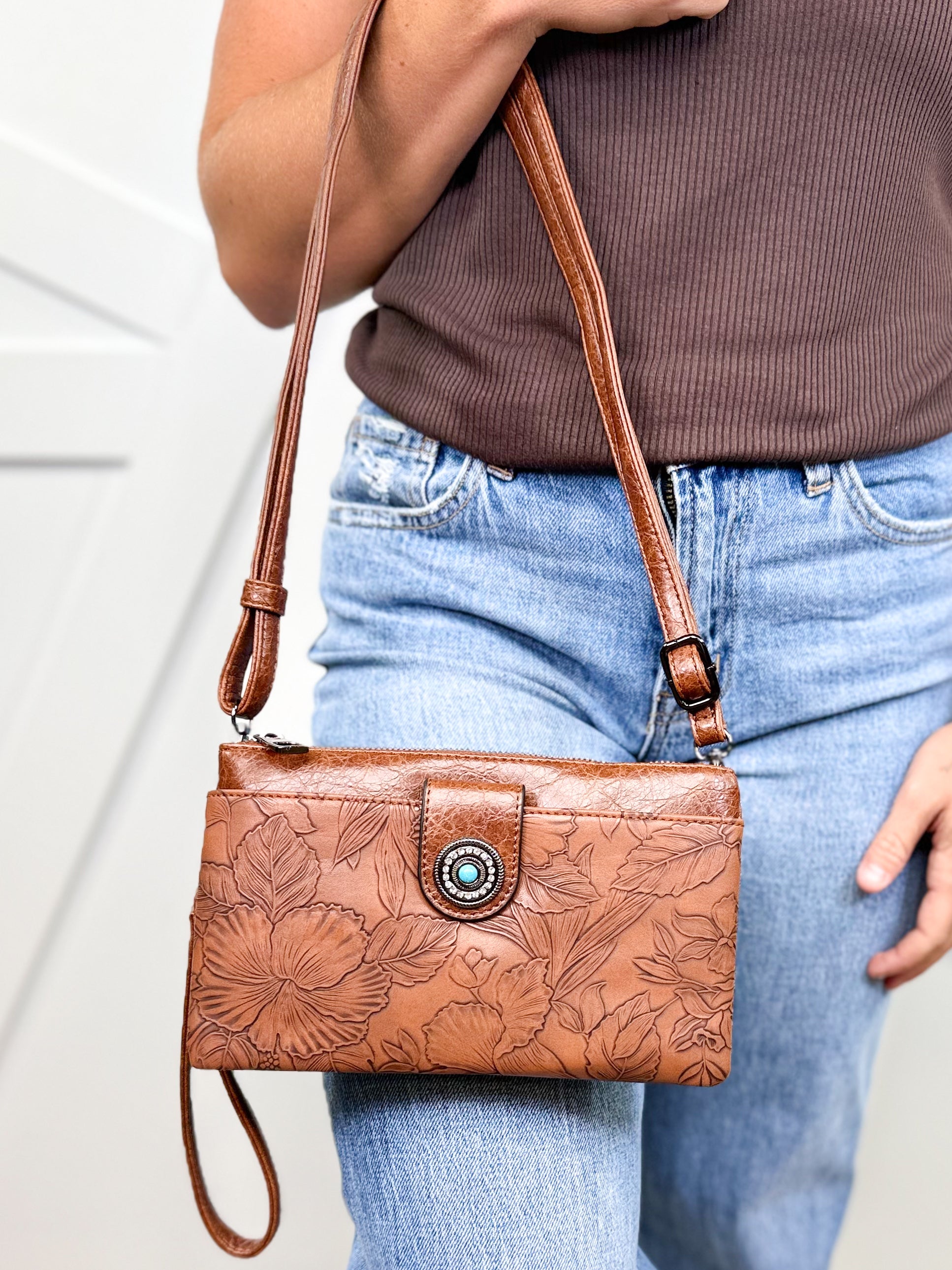 Floral Print Clutch-320 Bags-Tops Handbags-Heathered Boho Boutique, Women's Fashion and Accessories in Palmetto, FL