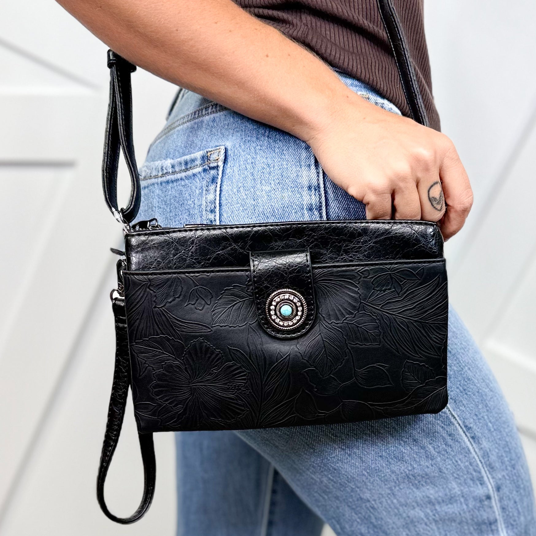 Floral Print Clutch-320 Bags-Tops Handbags-Heathered Boho Boutique, Women's Fashion and Accessories in Palmetto, FL