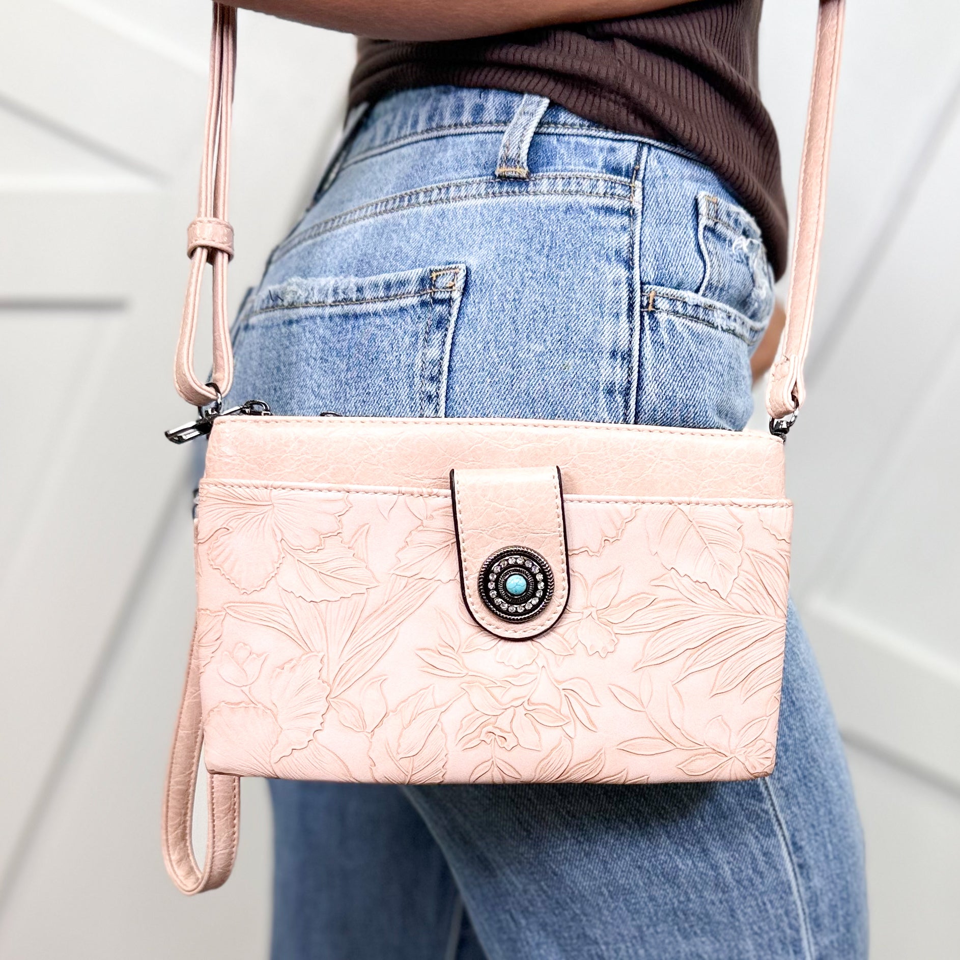 Floral Print Clutch-320 Bags-Tops Handbags-Heathered Boho Boutique, Women's Fashion and Accessories in Palmetto, FL