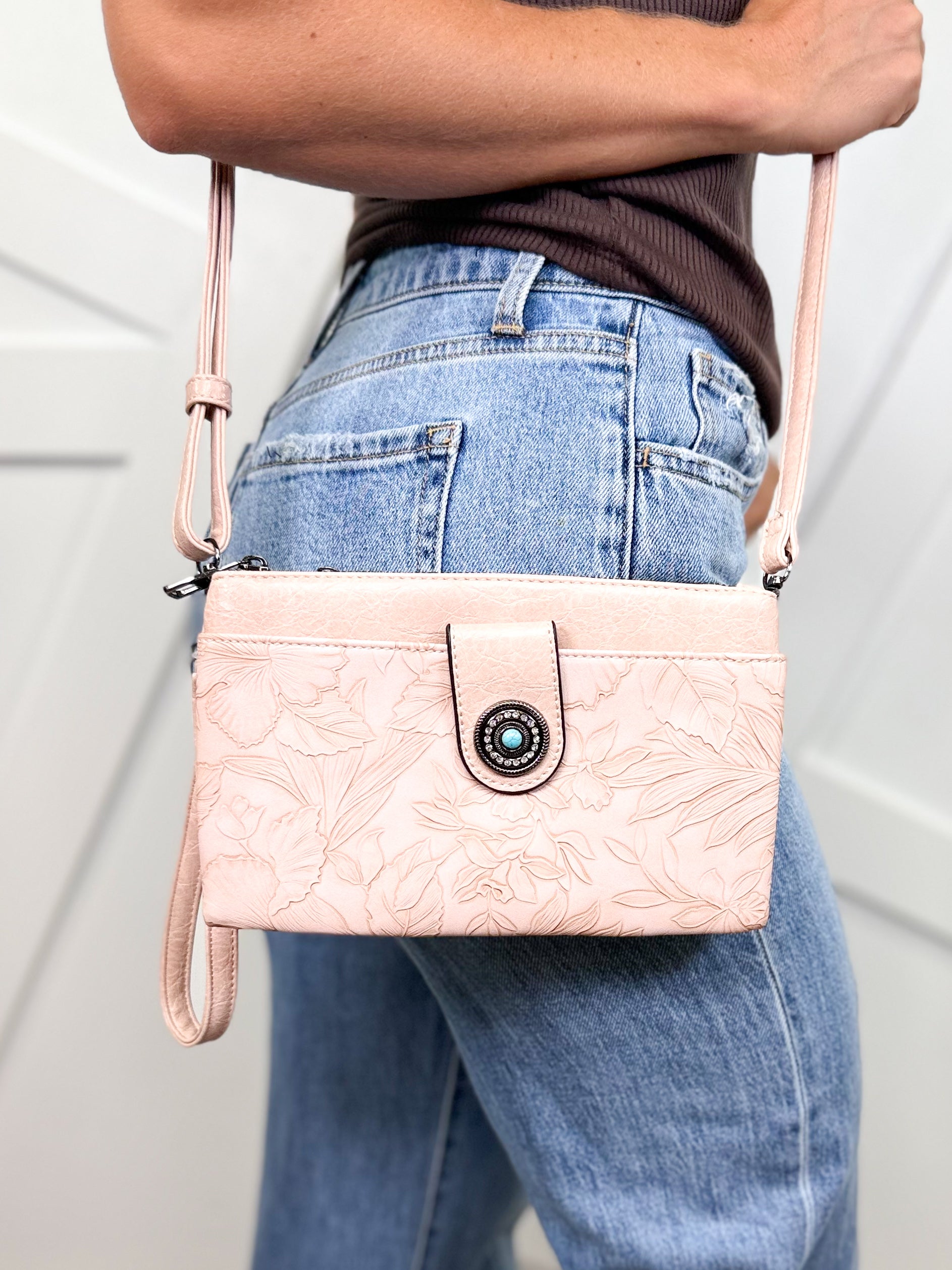 Floral Print Clutch-320 Bags-Tops Handbags-Heathered Boho Boutique, Women's Fashion and Accessories in Palmetto, FL