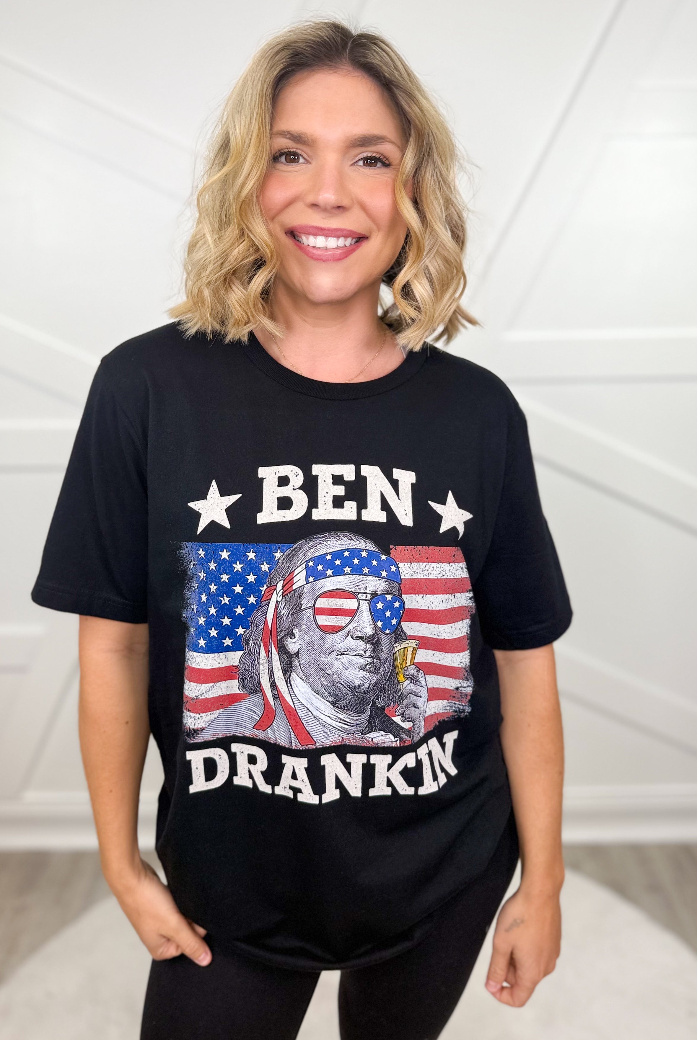 Ben Drankin' Graphic Tee-130 Graphic Tees-Heathered Boho-Heathered Boho Boutique, Women's Fashion and Accessories in Palmetto, FL