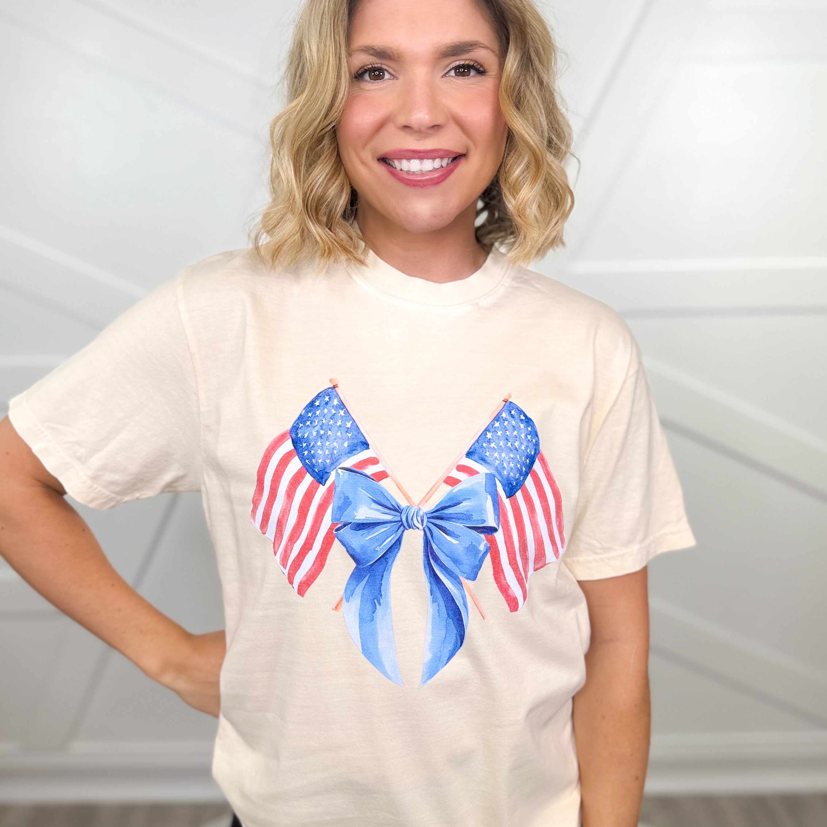 Coquette Flags Graphic Tee-130 Graphic Tees-Heathered Boho-Heathered Boho Boutique, Women's Fashion and Accessories in Palmetto, FL