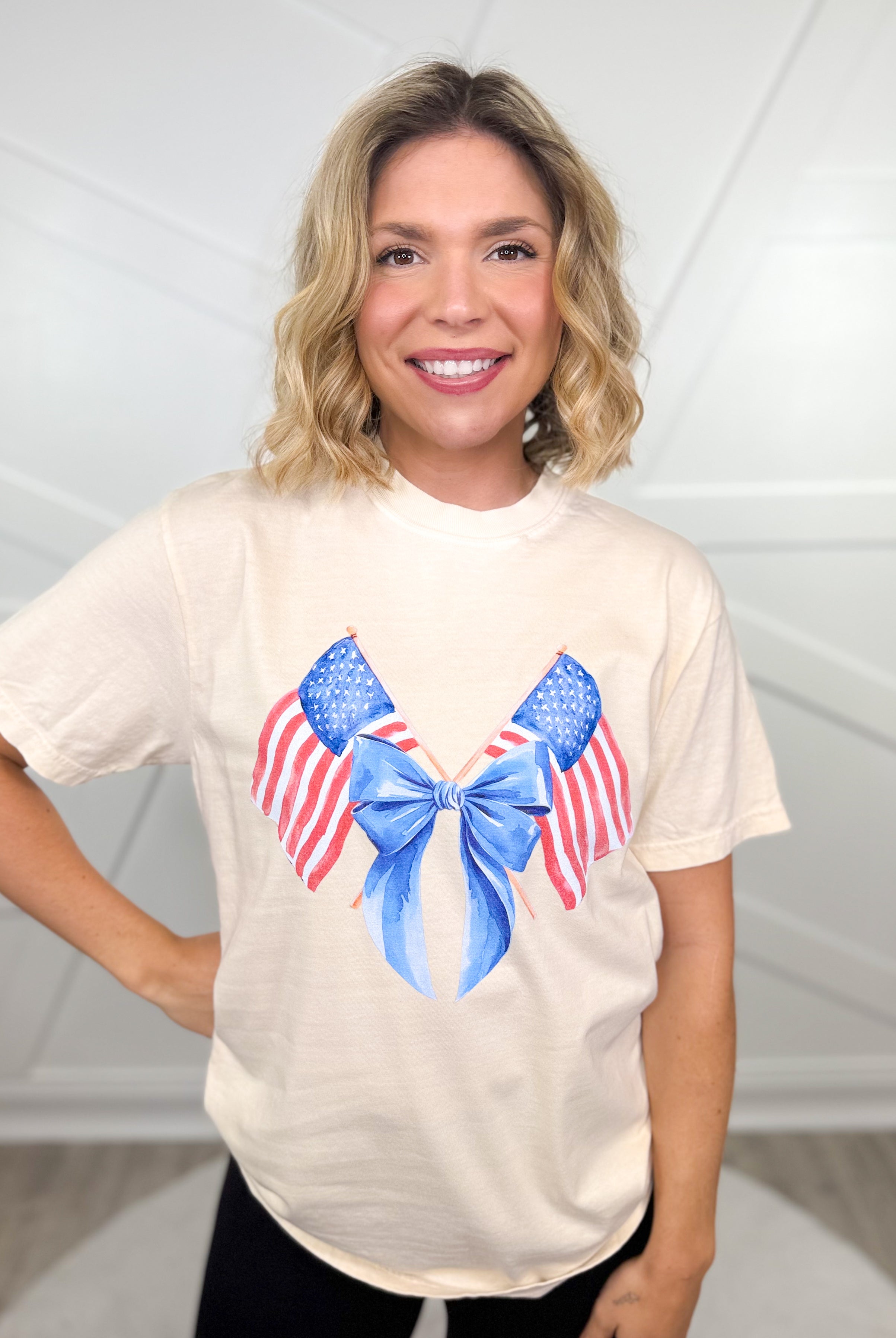 Coquette Flags Graphic Tee-130 Graphic Tees-Heathered Boho-Heathered Boho Boutique, Women's Fashion and Accessories in Palmetto, FL