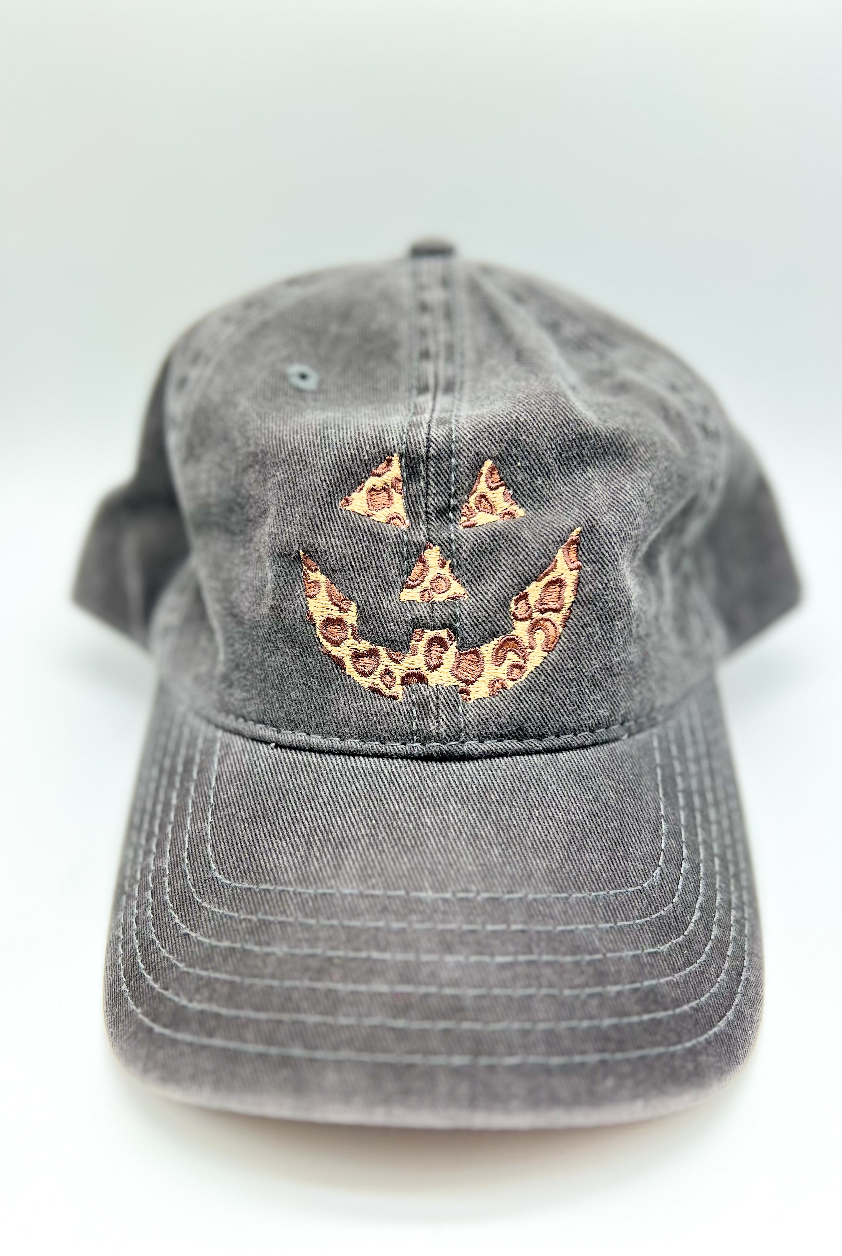 Leopard Pumpkin Face Ball Cap-330 Headwear-Bling-A-GoGo-Heathered Boho Boutique, Women's Fashion and Accessories in Palmetto, FL