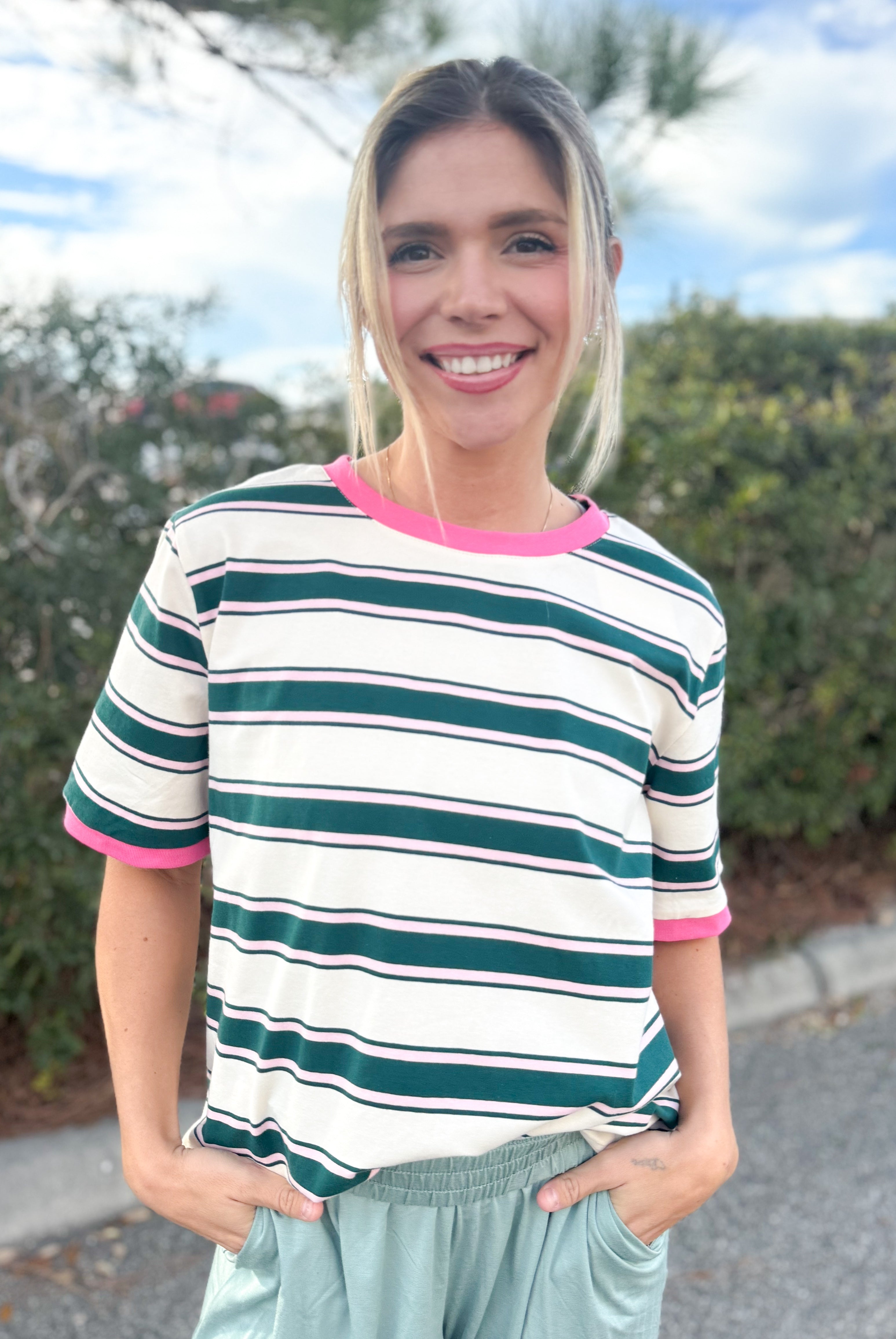 One More Time Top-110 SHORT SLEEVE TOP-POLAGRAM-Heathered Boho Boutique, Women's Fashion and Accessories in Palmetto, FL